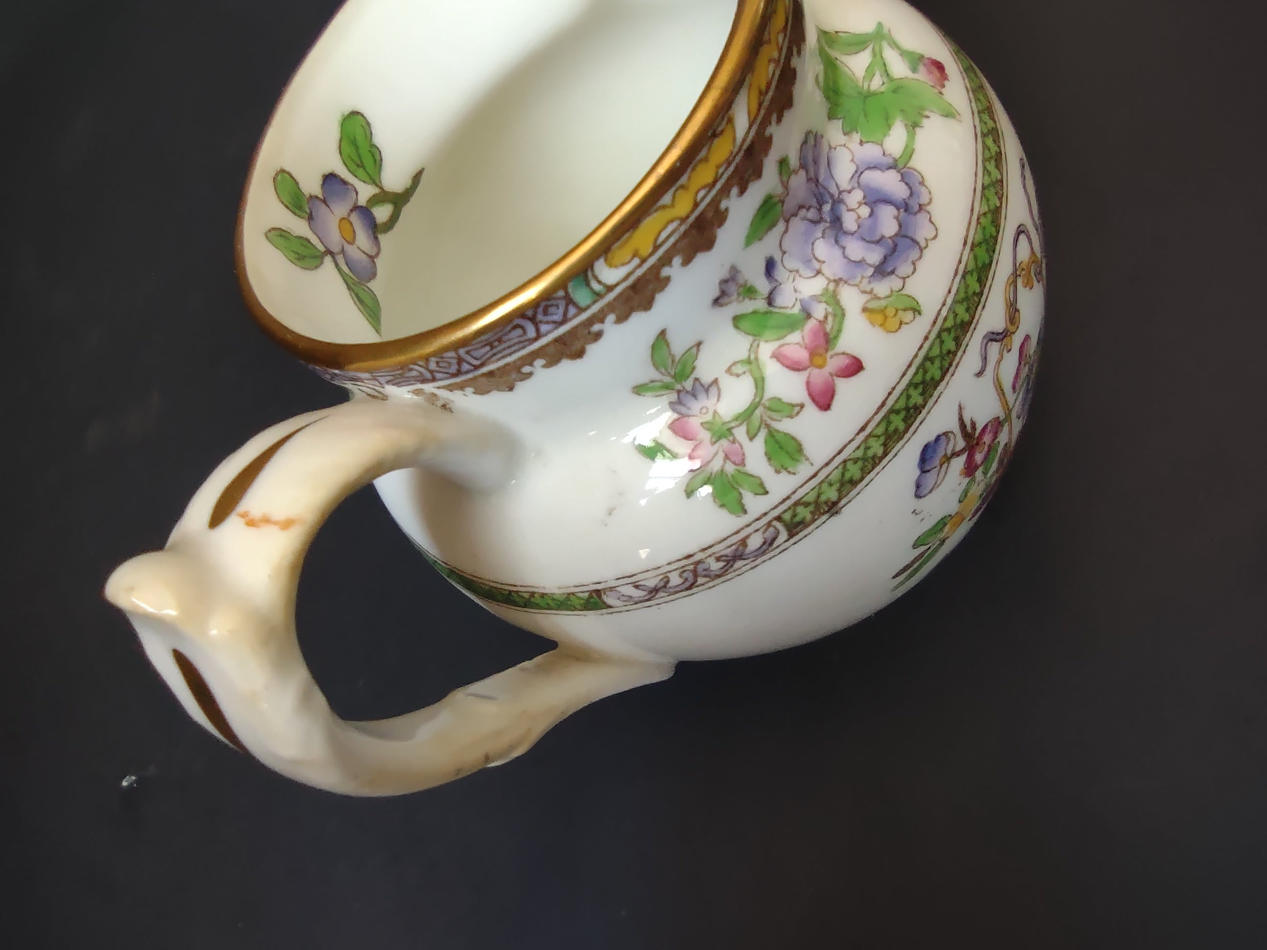 Vintage Spode Old Bow Cream Pitcher Floral Chinoiserie [6632]