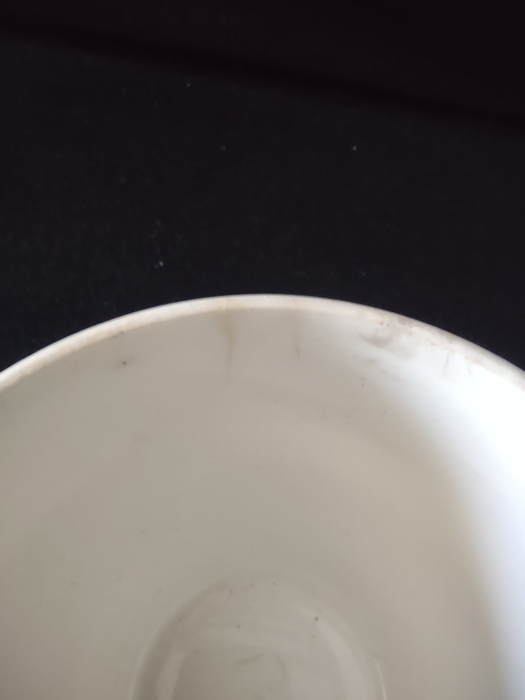 Vintage USA Pottery Plain White Tea Cup Crazing Mid-Century Modern [6576]