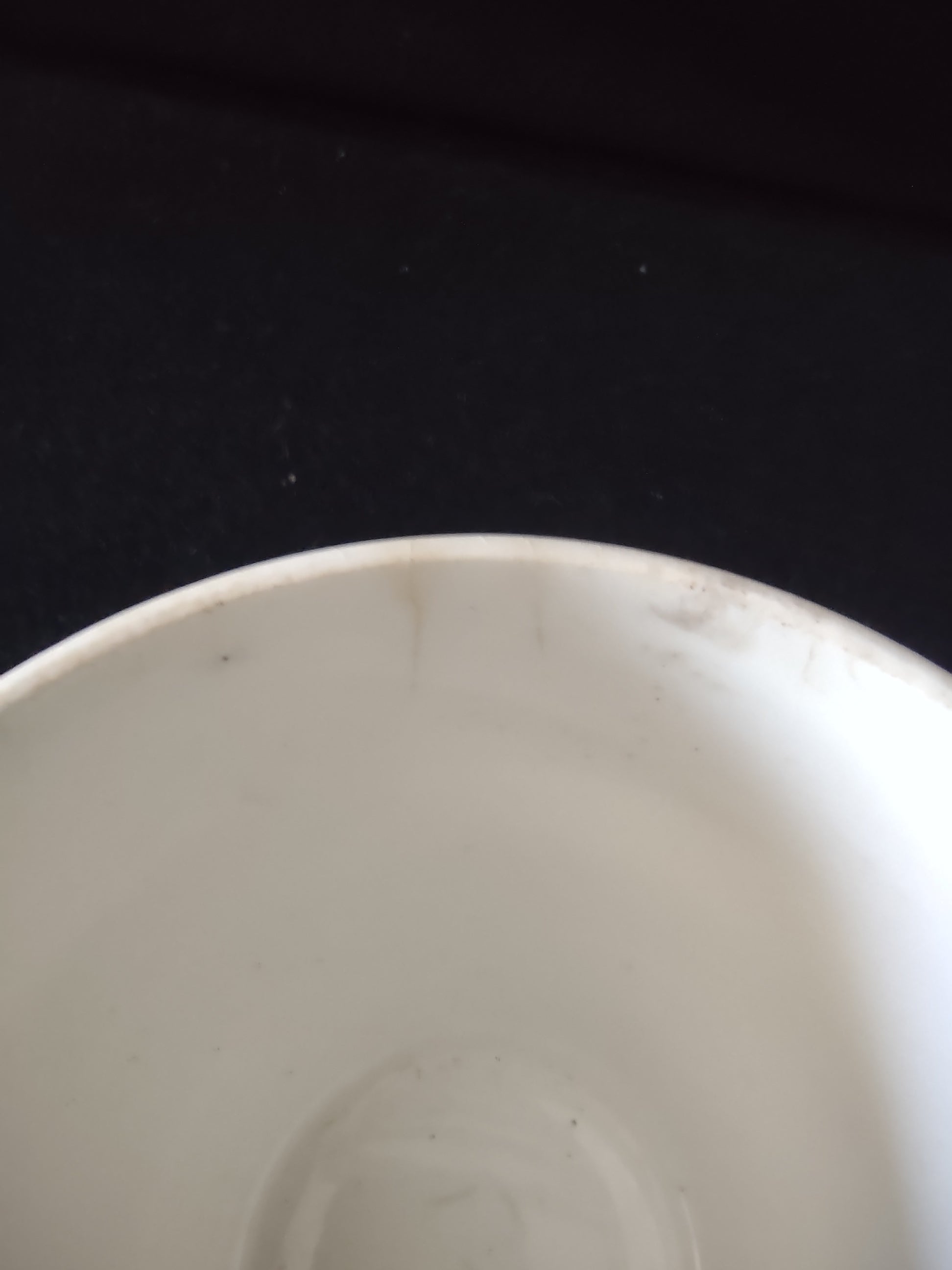 Vintage USA Pottery Plain White Tea Cup Crazing Mid-Century Modern [6576]