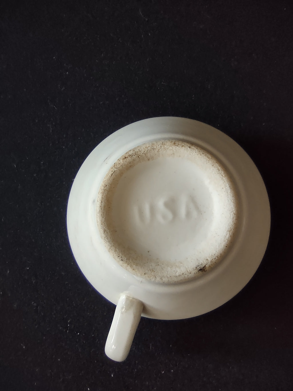 Vintage USA Pottery Plain White Tea Cup Crazing Mid-Century Modern [6576]