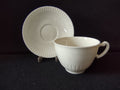 Vintage Syracuse China Shelledge White Embossed Cup and Saucer Set [6581]