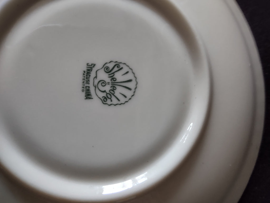 Vintage Syracuse China Shelledge White Embossed Cup and Saucer Set [6581]