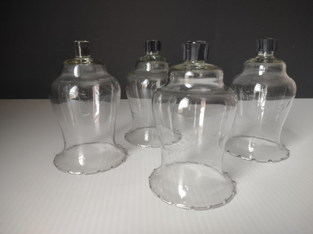 Vintage Homco Clear Glass Etched Votive Candle Holders Scalloped Set/4 [6631]