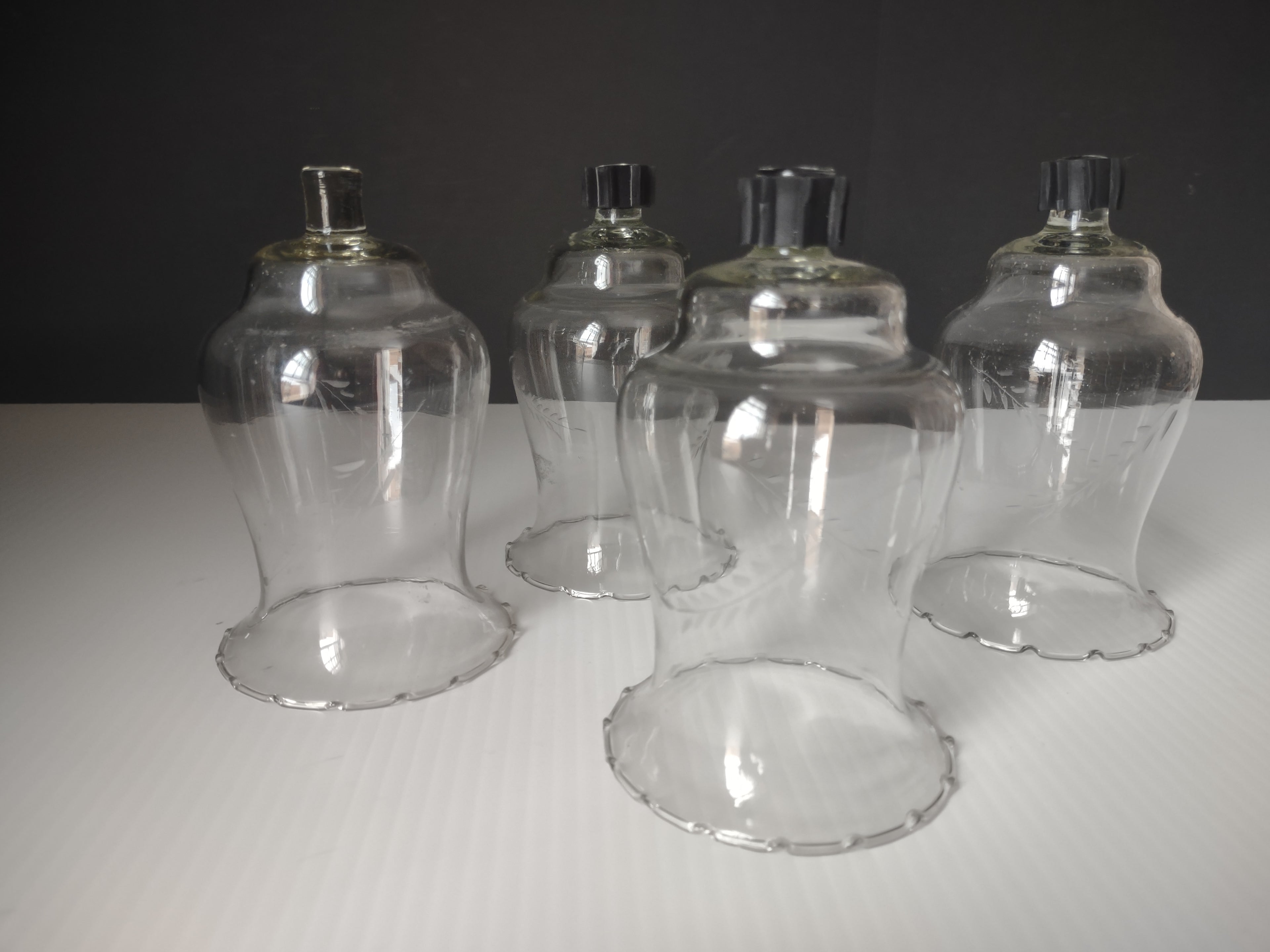 Vintage Homco Clear Glass Etched Votive Candle Holders Scalloped Set/4 [6631]