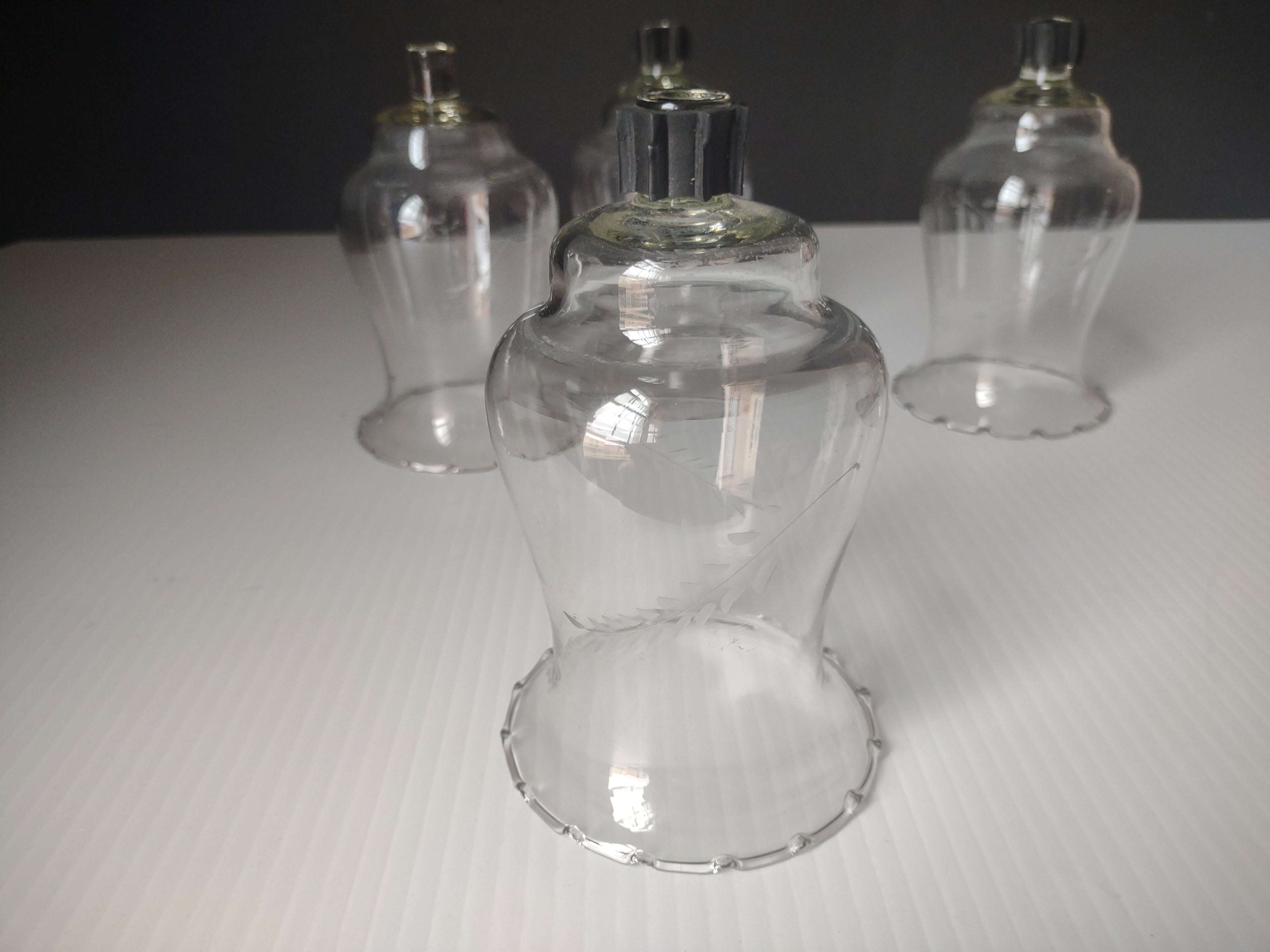 Vintage Homco Clear Glass Etched Votive Candle Holders Scalloped Set/4 [6631]