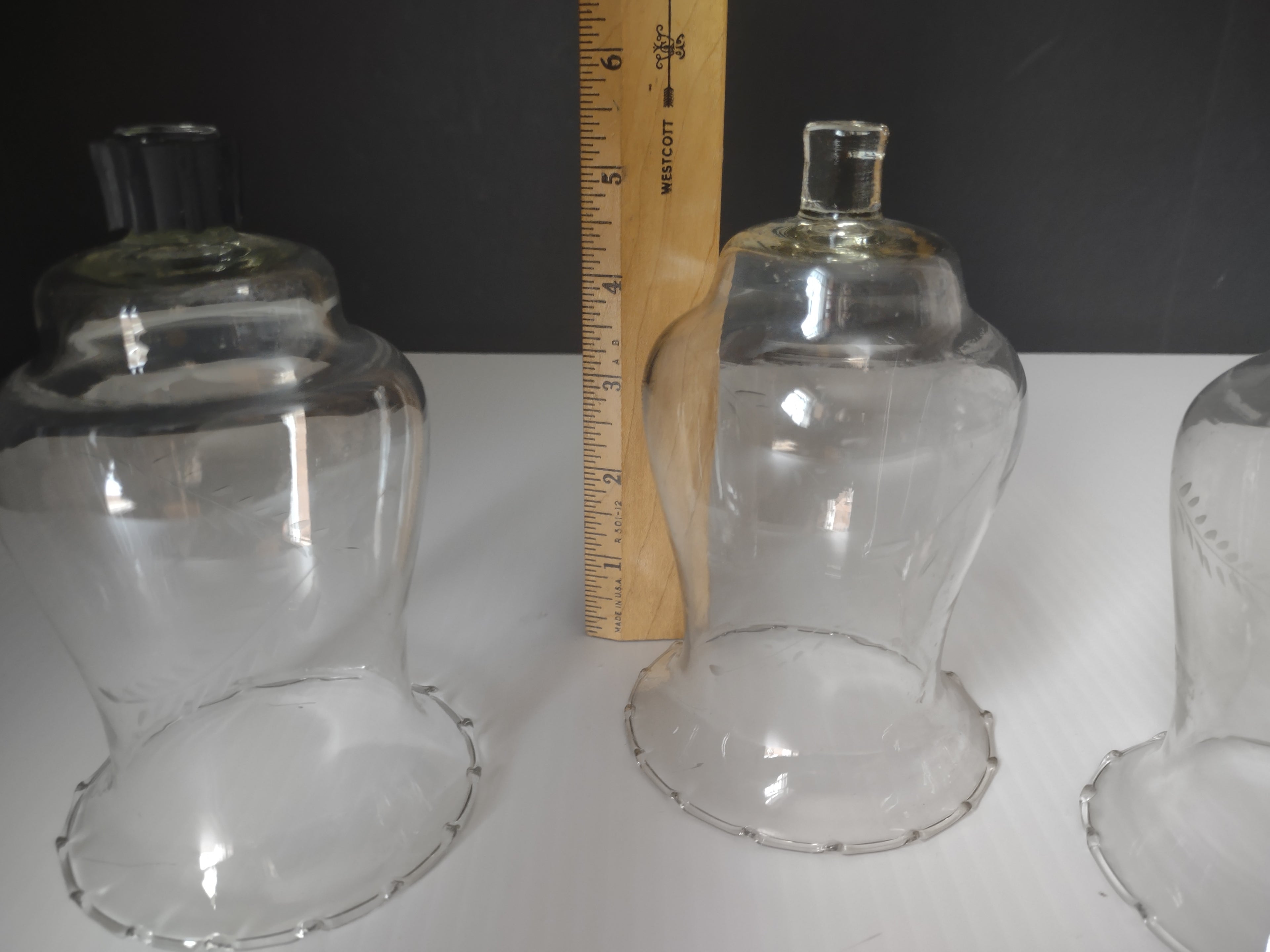 Vintage Homco Clear Glass Etched Votive Candle Holders Scalloped Set/4 [6631]