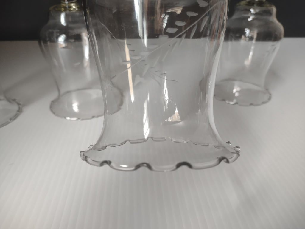 Vintage Homco Clear Glass Etched Votive Candle Holders Scalloped Set/4 [6631]