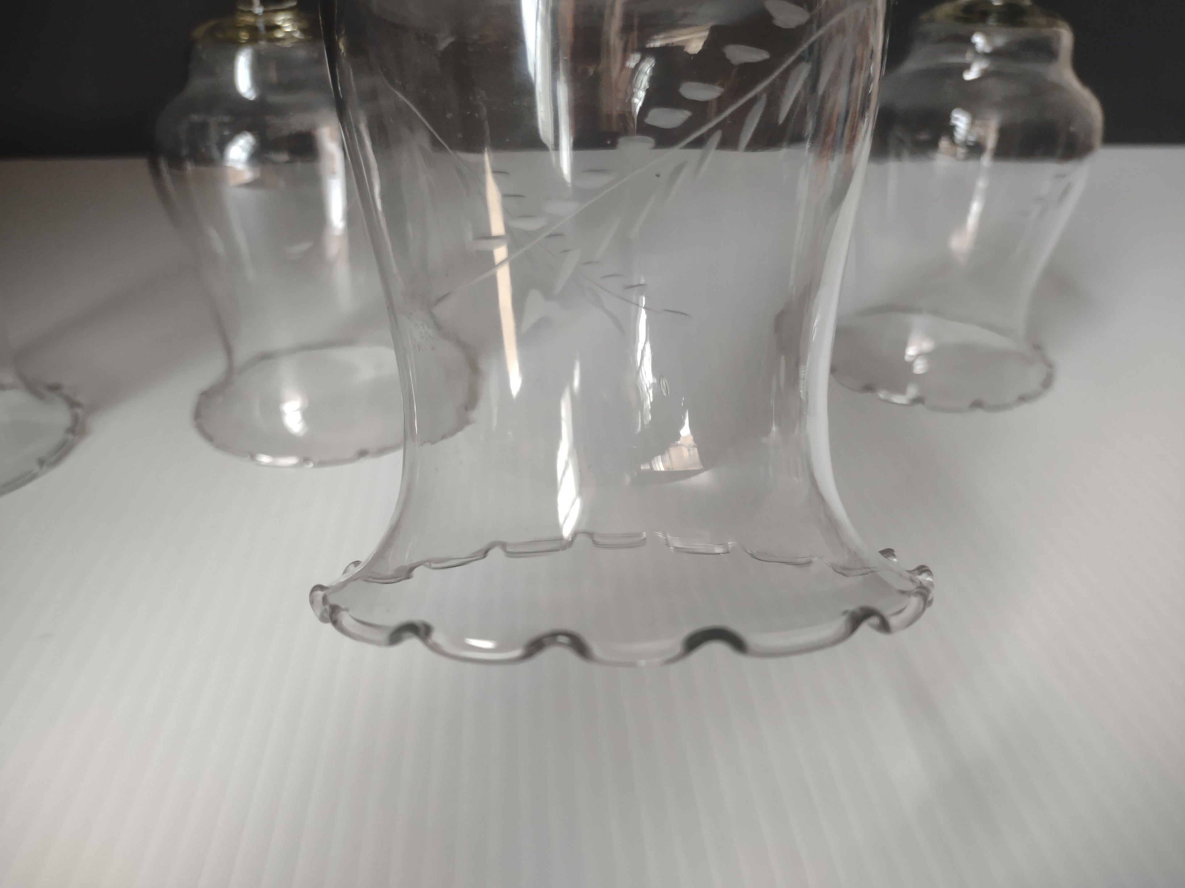 Vintage Homco Clear Glass Etched Votive Candle Holders Scalloped Set/4 [6631]
