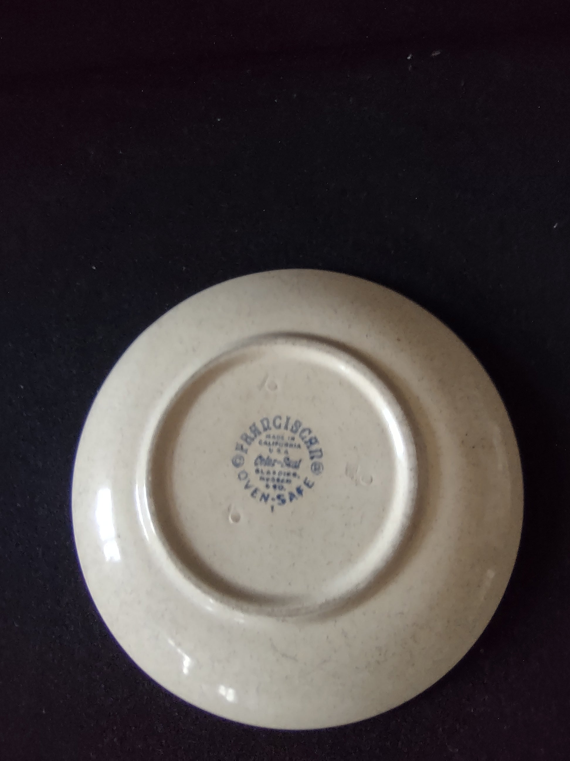 Vintage Franciscan Mushroom Pattern Stoneware Saucer Cream & Brown [6584]
