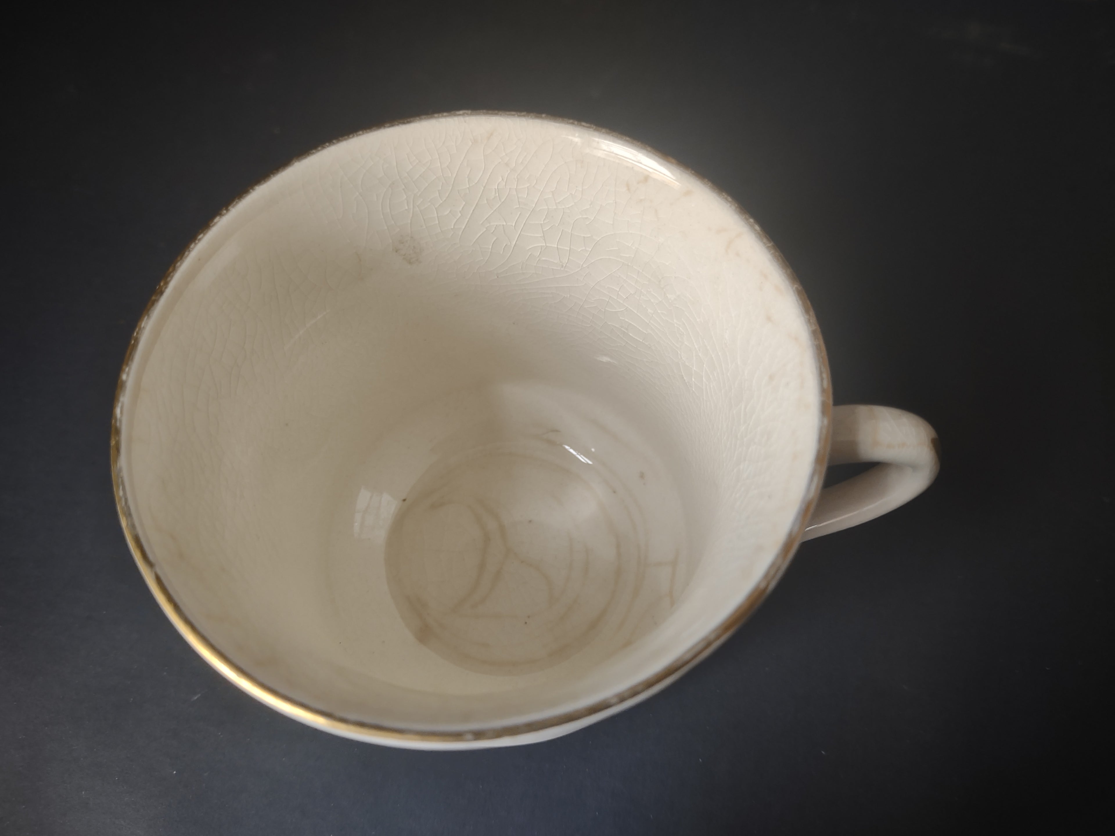 Vintage Arklow Pottery Shamrock Cup & Saucer Ireland Souvenir Green CRAZING [6630]