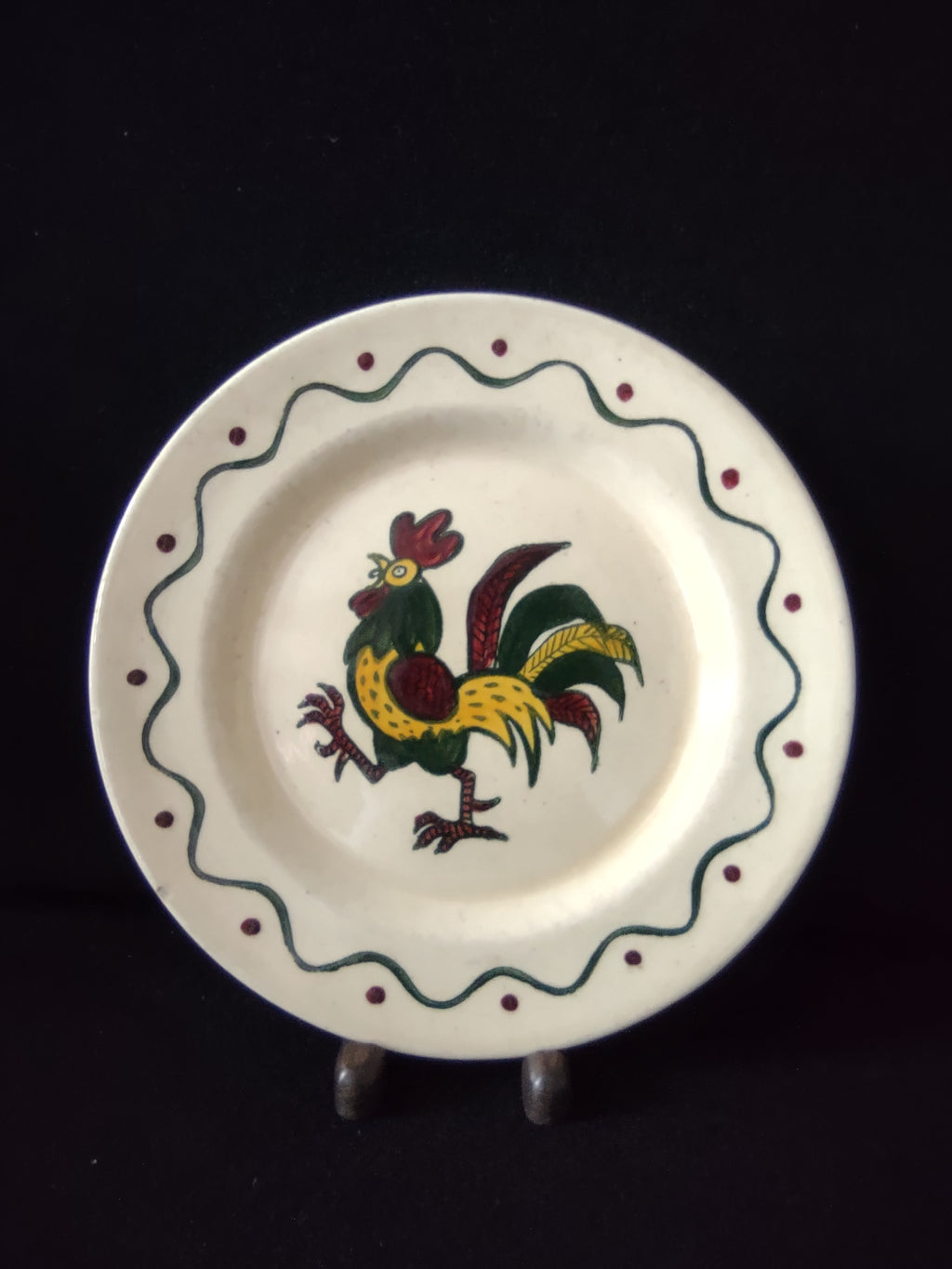 Vintage Pfaltzgraff Provincial Rooster Plate Green & Red [6585]