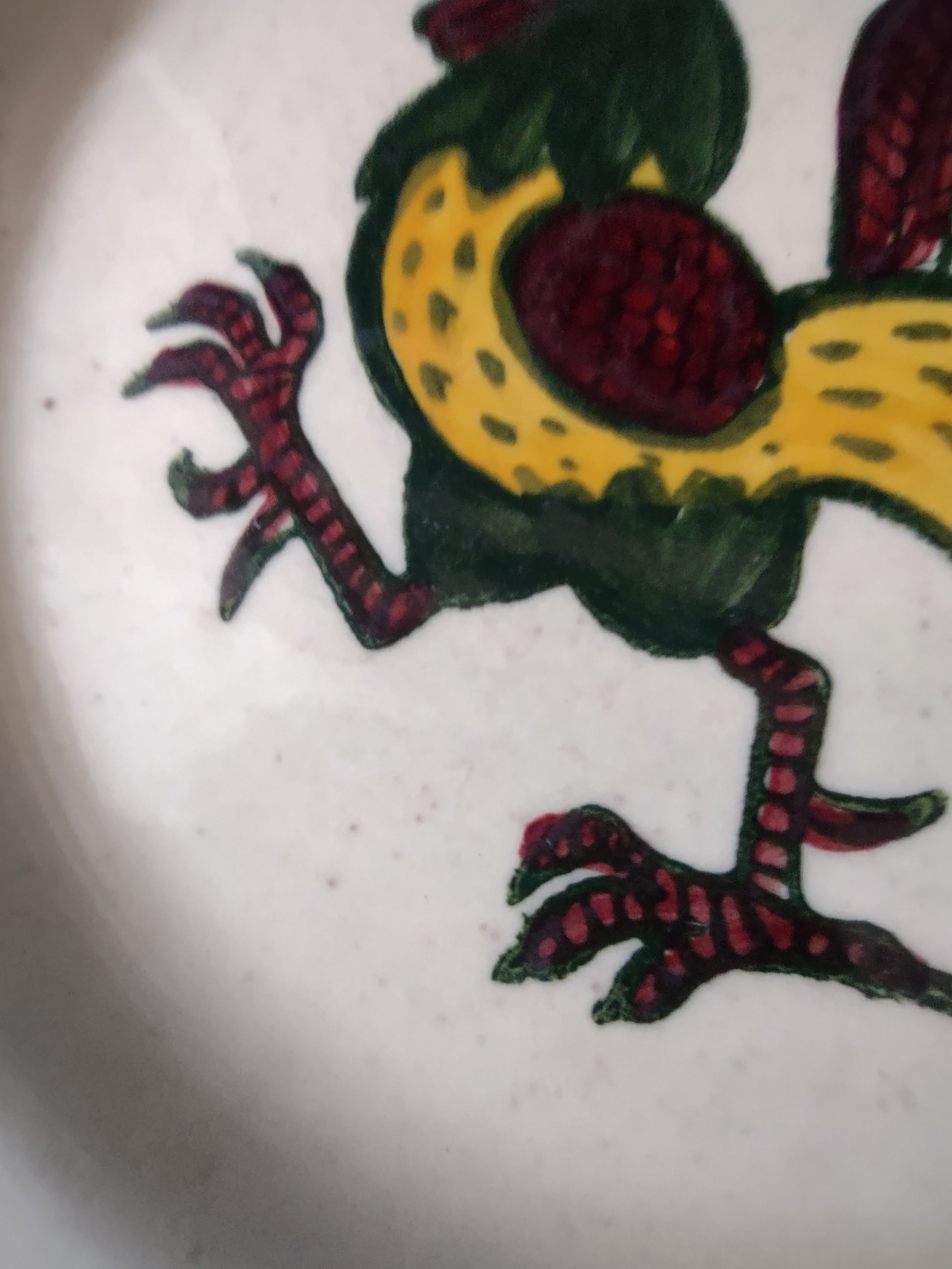 Vintage Pfaltzgraff Provincial Rooster Plate Green & Red [6585]