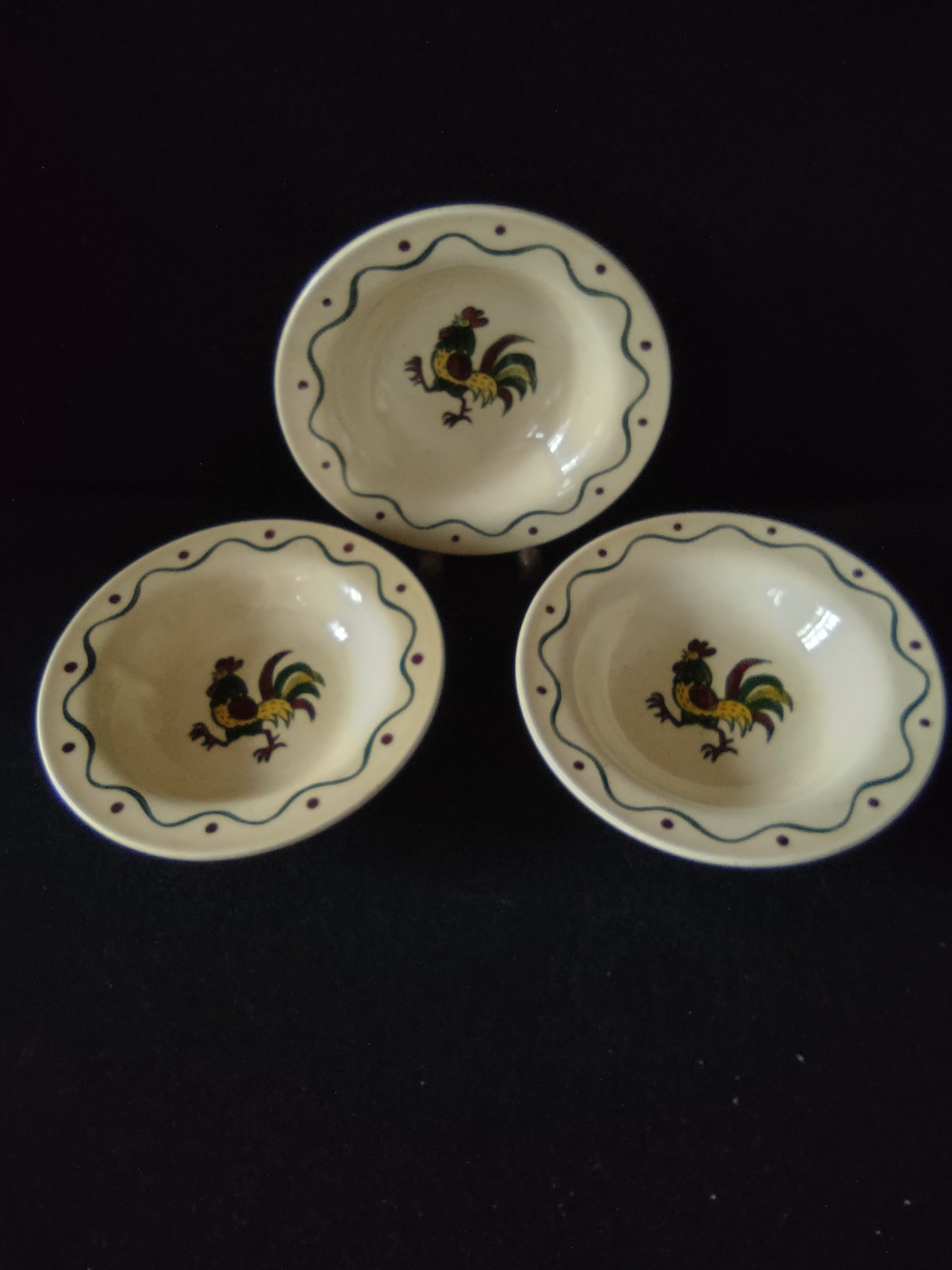 Vintage Metlox Poppytrail Provincial Rooster Berry Bowls Set of 3 [6586]