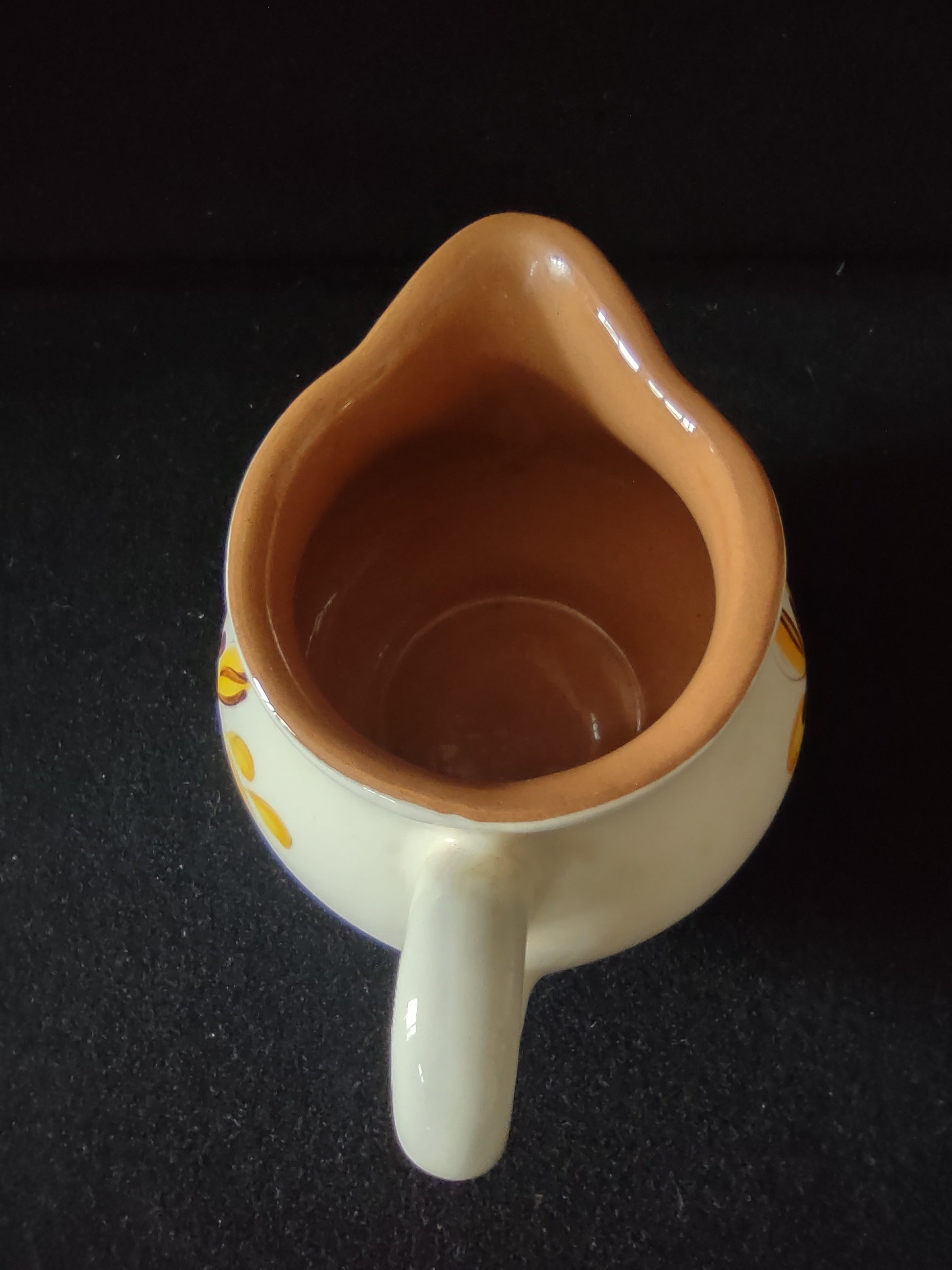 Vintage Stangl Provincial Creamer Yellow & Burgundy Tulip Approx 3" [6592]