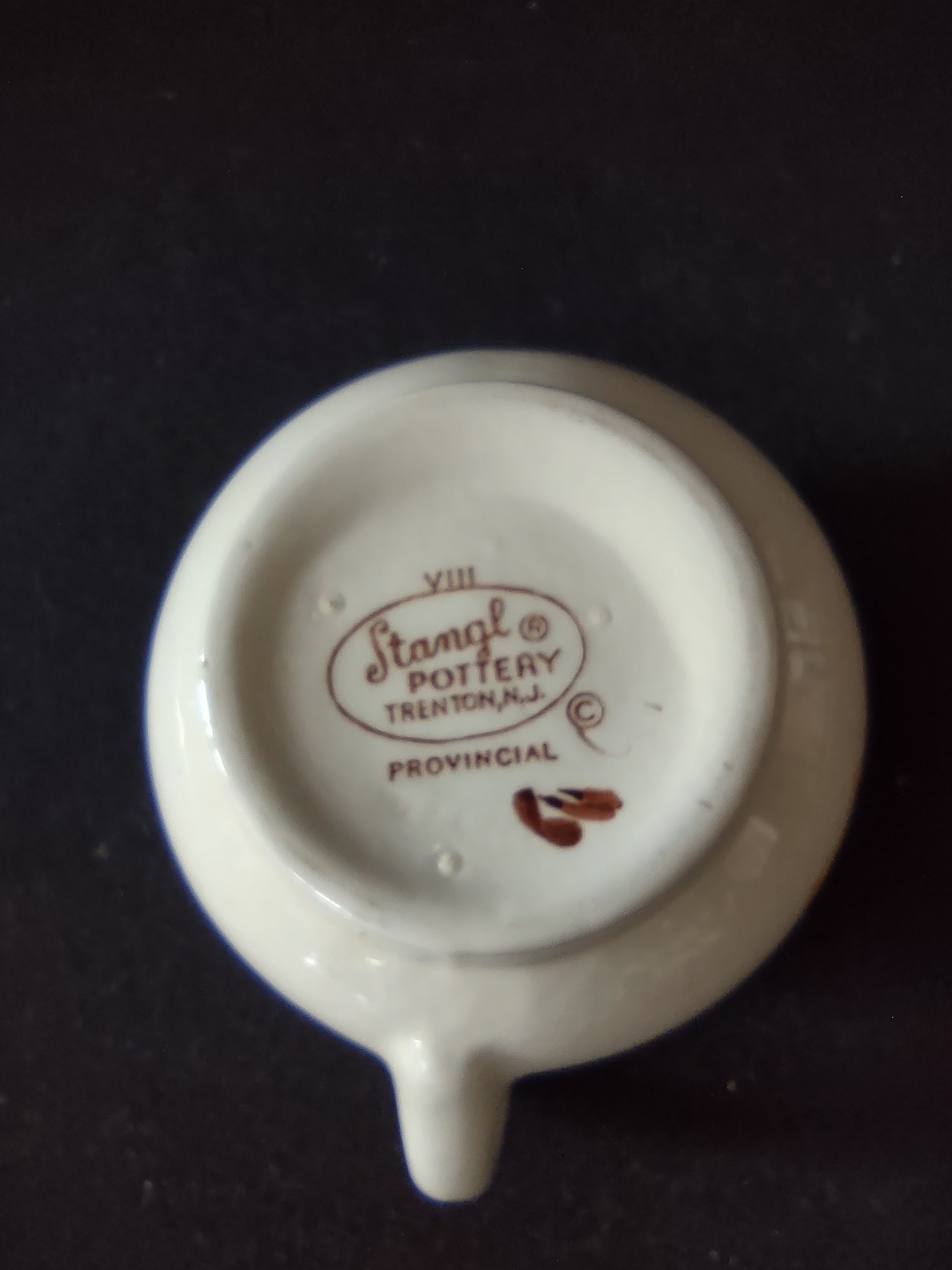 Vintage Stangl Provincial Creamer Yellow & Burgundy Tulip Approx 3" [6592]