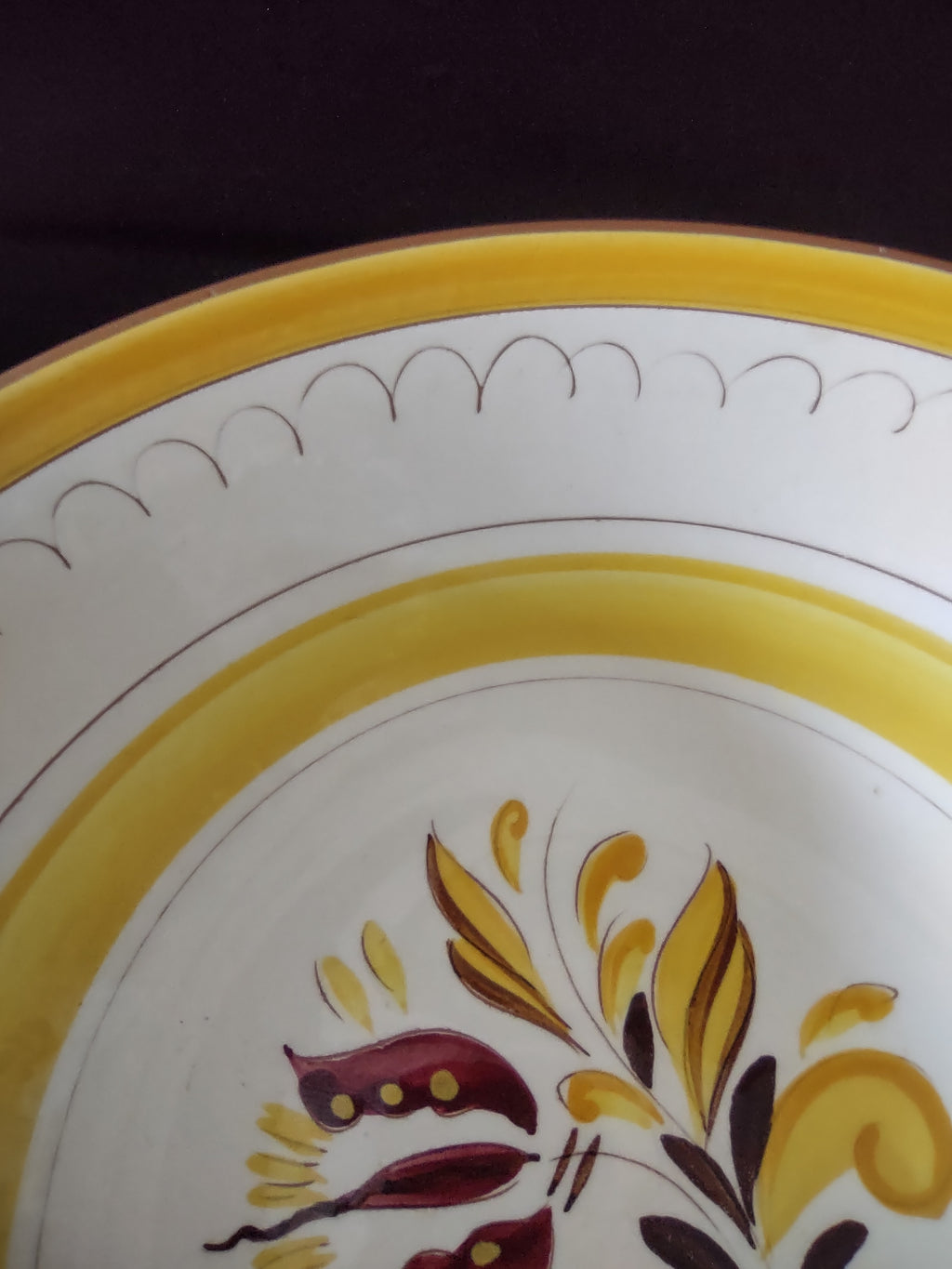 Vintage Stangl Pottery Provincial Serving Bowl Yellow & Burgundy [6593]