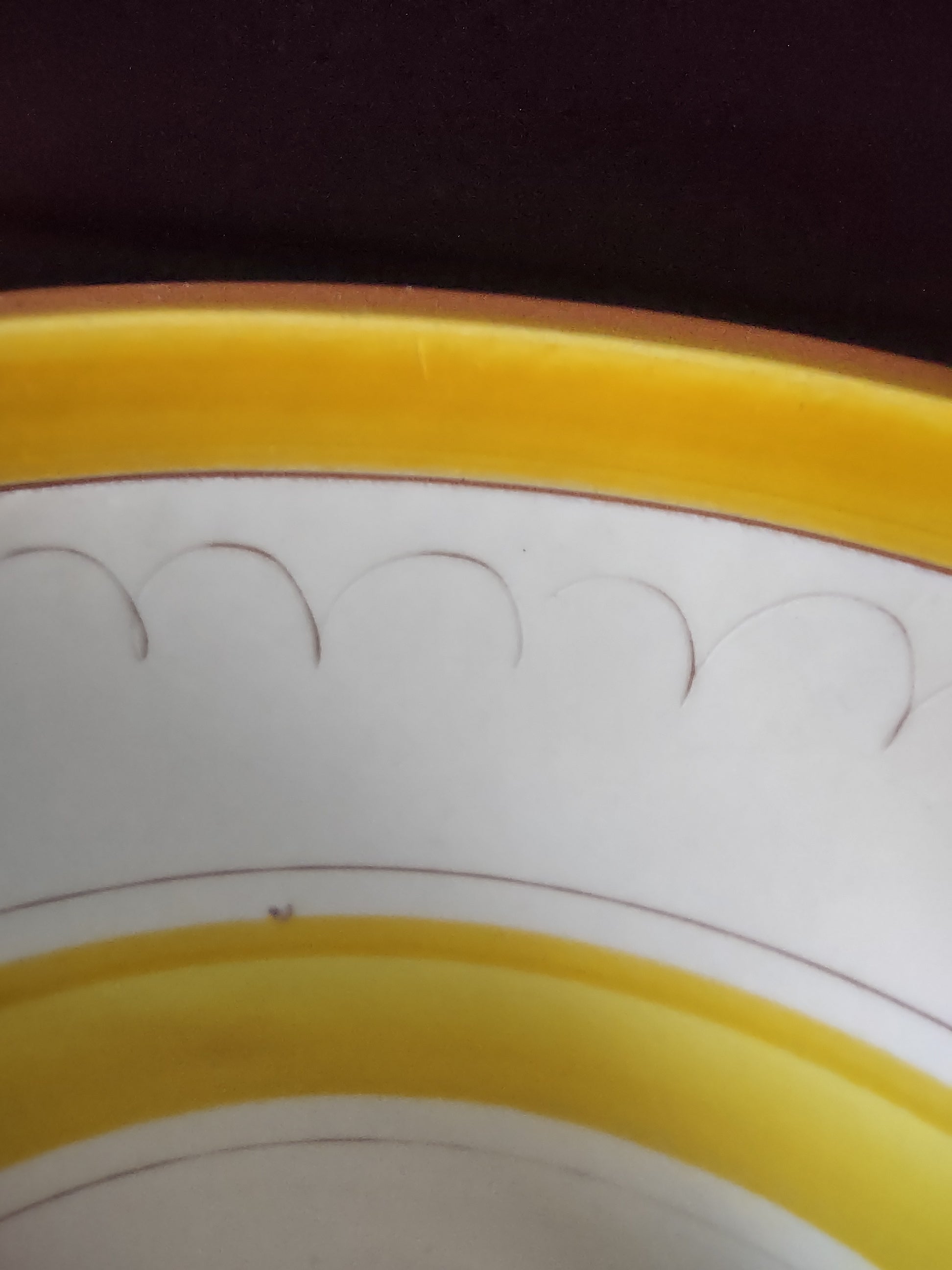 Vintage Stangl Pottery Provincial Serving Bowl Yellow & Burgundy [6593]