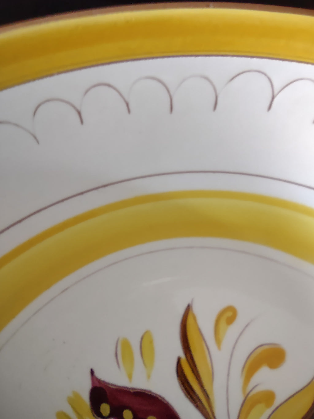 Vintage Stangl Pottery Provincial Serving Bowl Yellow & Burgundy [6593]
