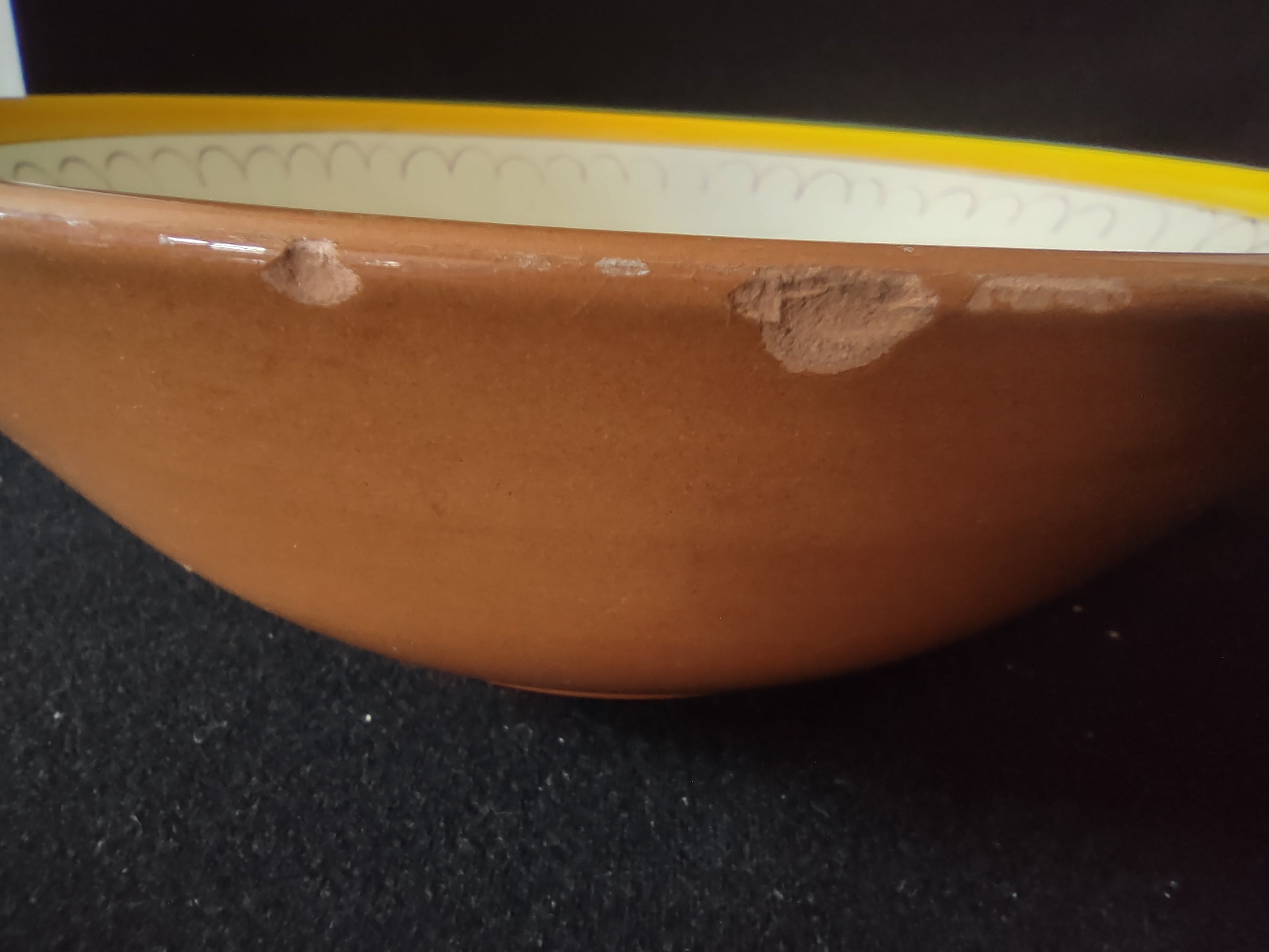 Vintage Stangl Pottery Provincial Serving Bowl Yellow & Burgundy [6593]