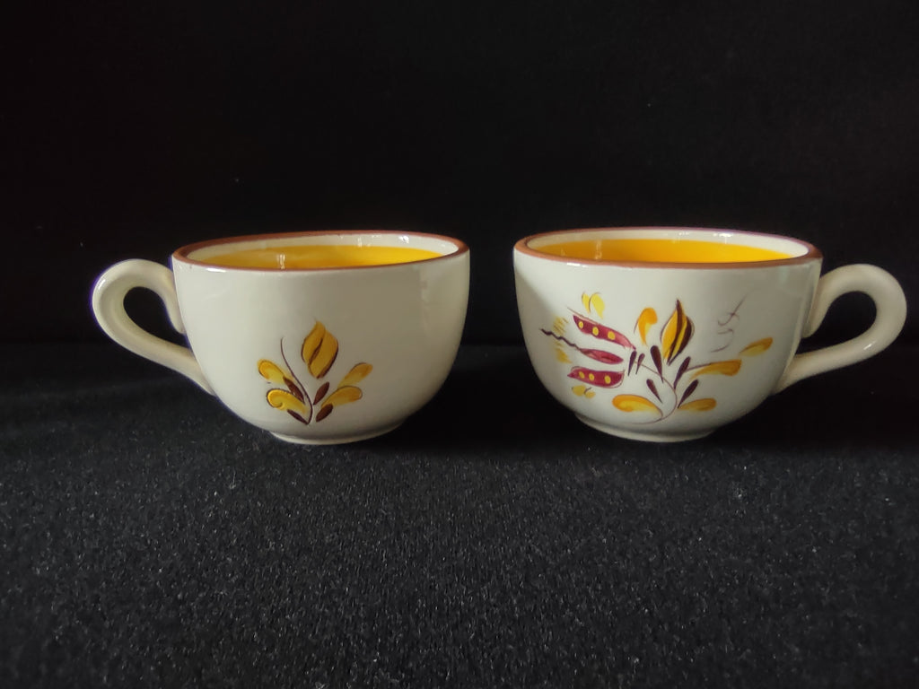 Vintage Stangl Pottery Provincial Yellow Brown Cups Set of 2 [6594]