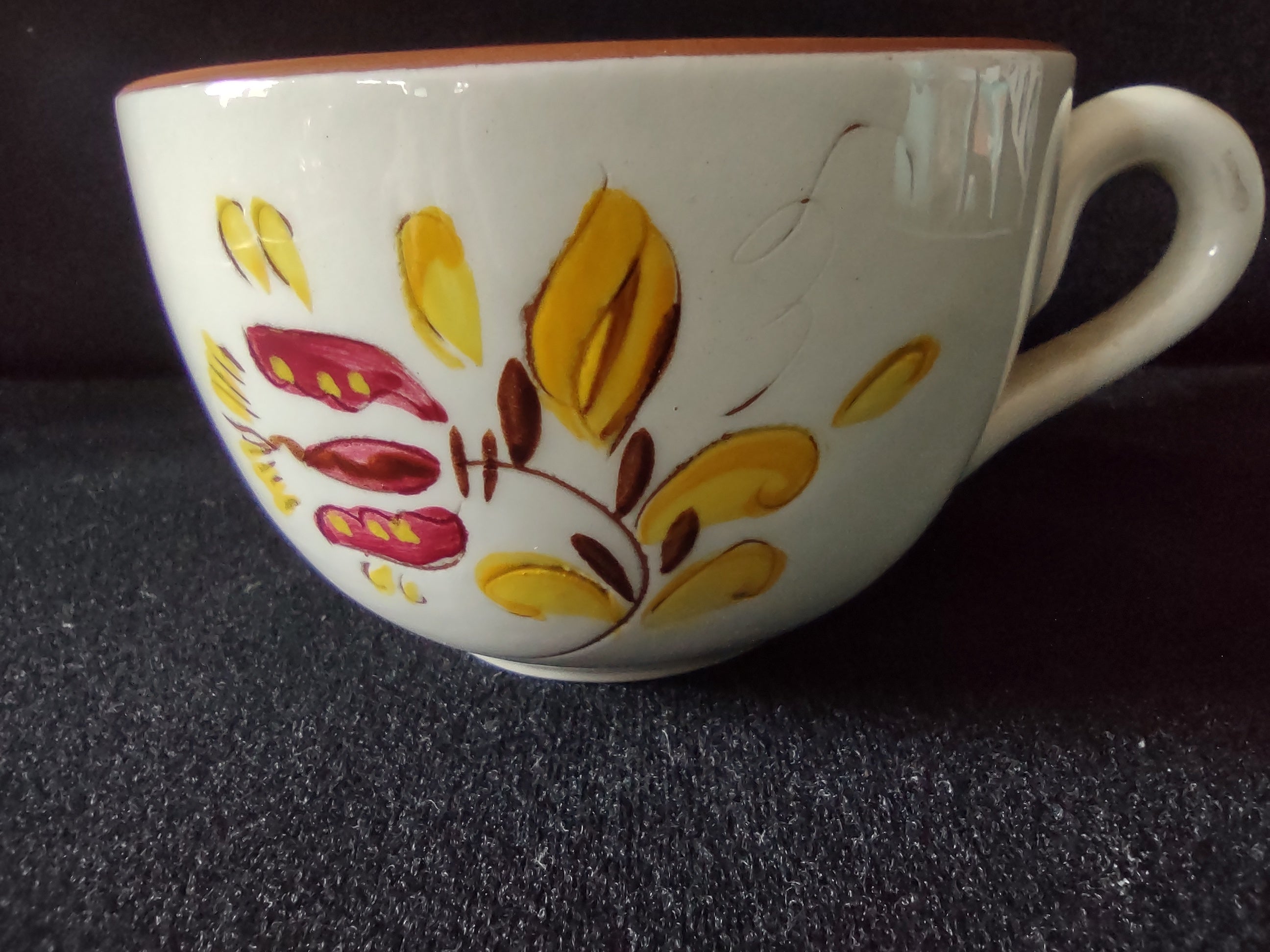 Vintage Stangl Pottery Provincial Yellow Brown Cups Set of 2 [6594]