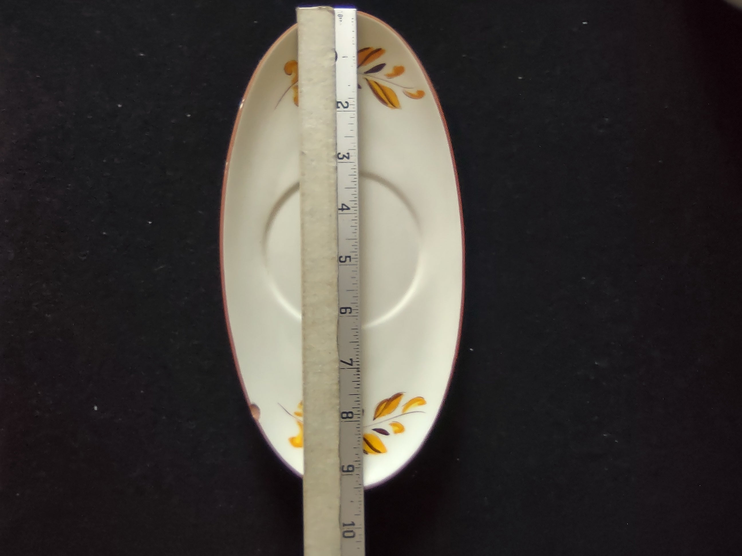 Vintage Stangl Pottery Provincial Gravy Boat w/ Liner Yellow Leaf [6596]