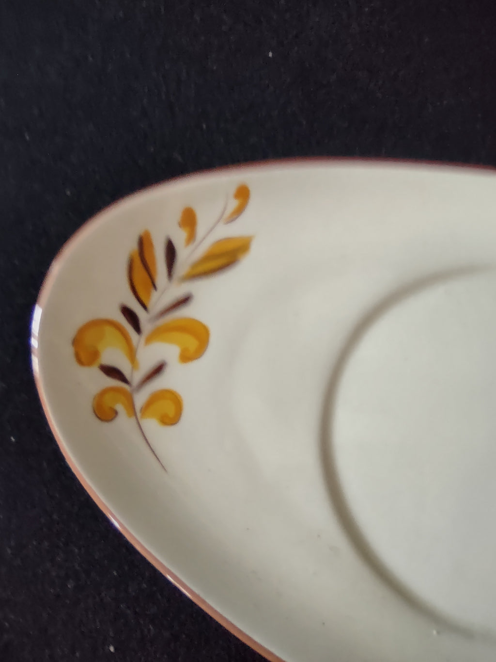 Vintage Stangl Pottery Provincial Gravy Boat w/ Liner Yellow Leaf [6596]