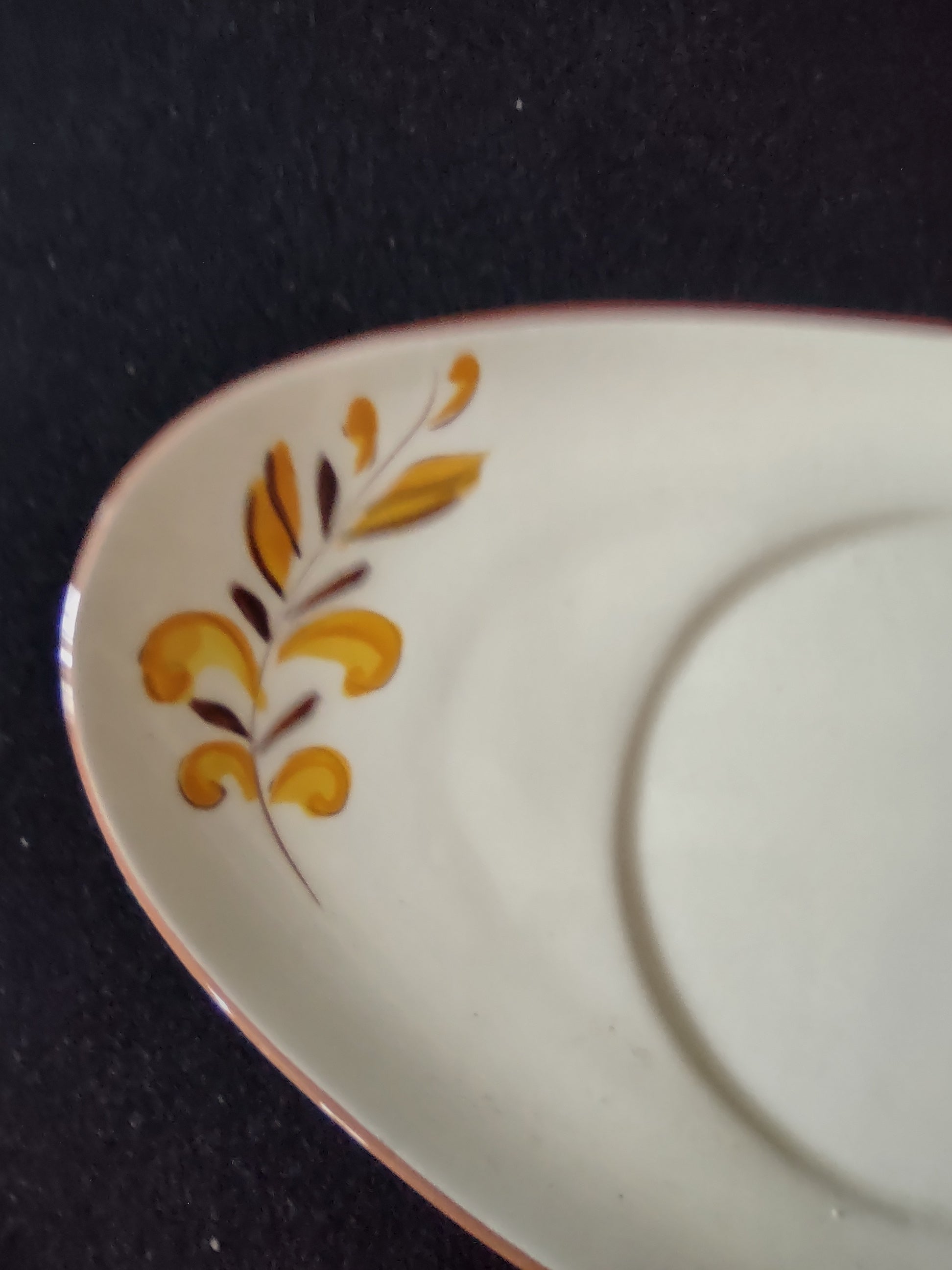 Vintage Stangl Pottery Provincial Gravy Boat w/ Liner Yellow Leaf [6596]