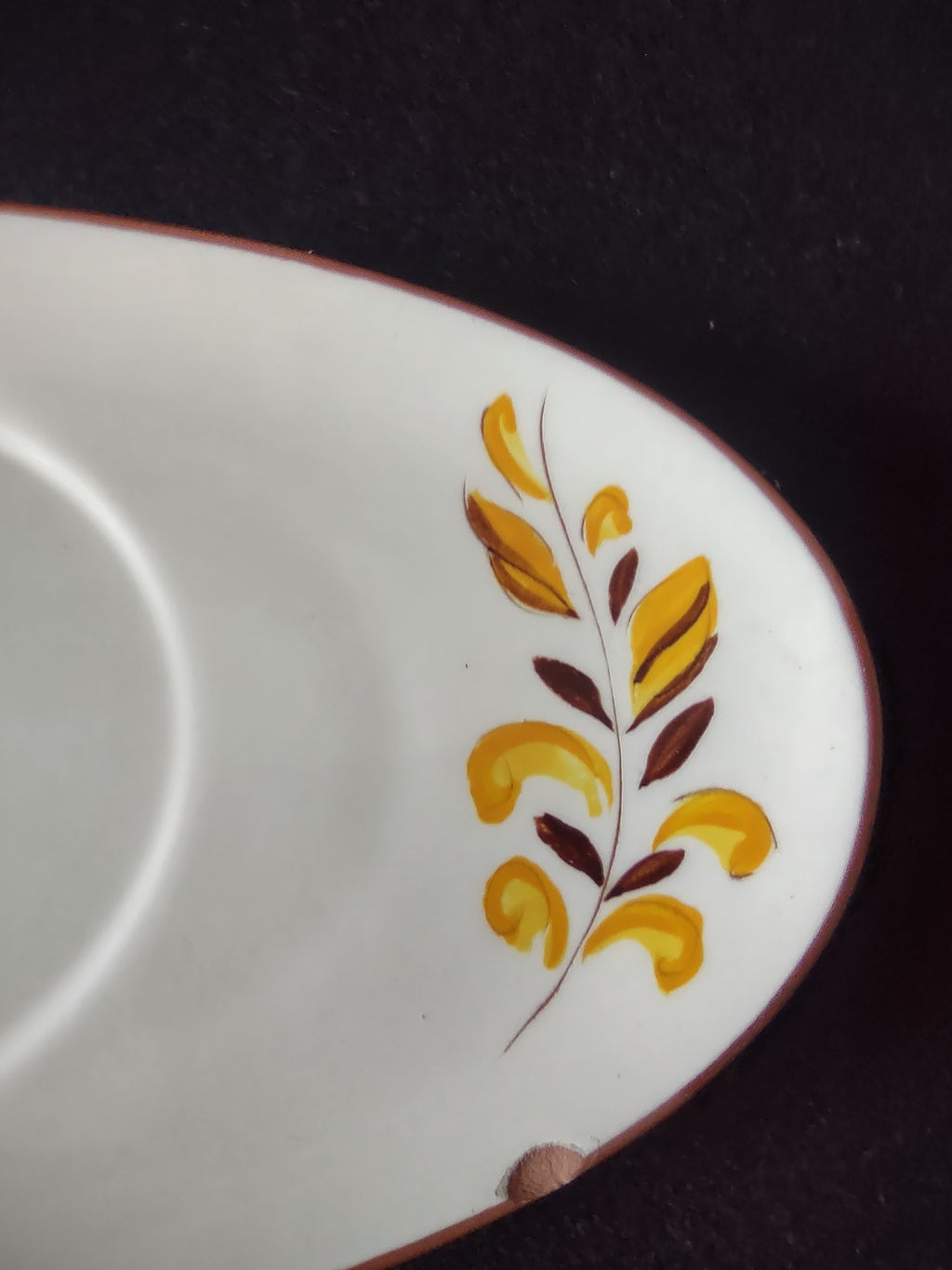 Vintage Stangl Pottery Provincial Gravy Boat w/ Liner Yellow Leaf [6596]