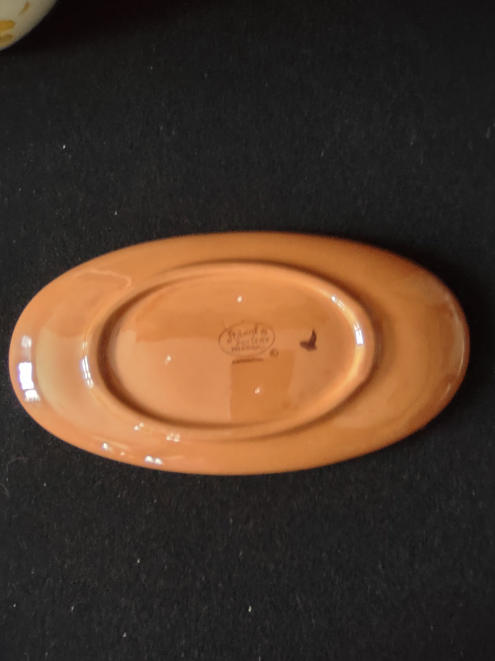Vintage Stangl Pottery Provincial Gravy Boat w/ Liner Yellow Leaf [6596]