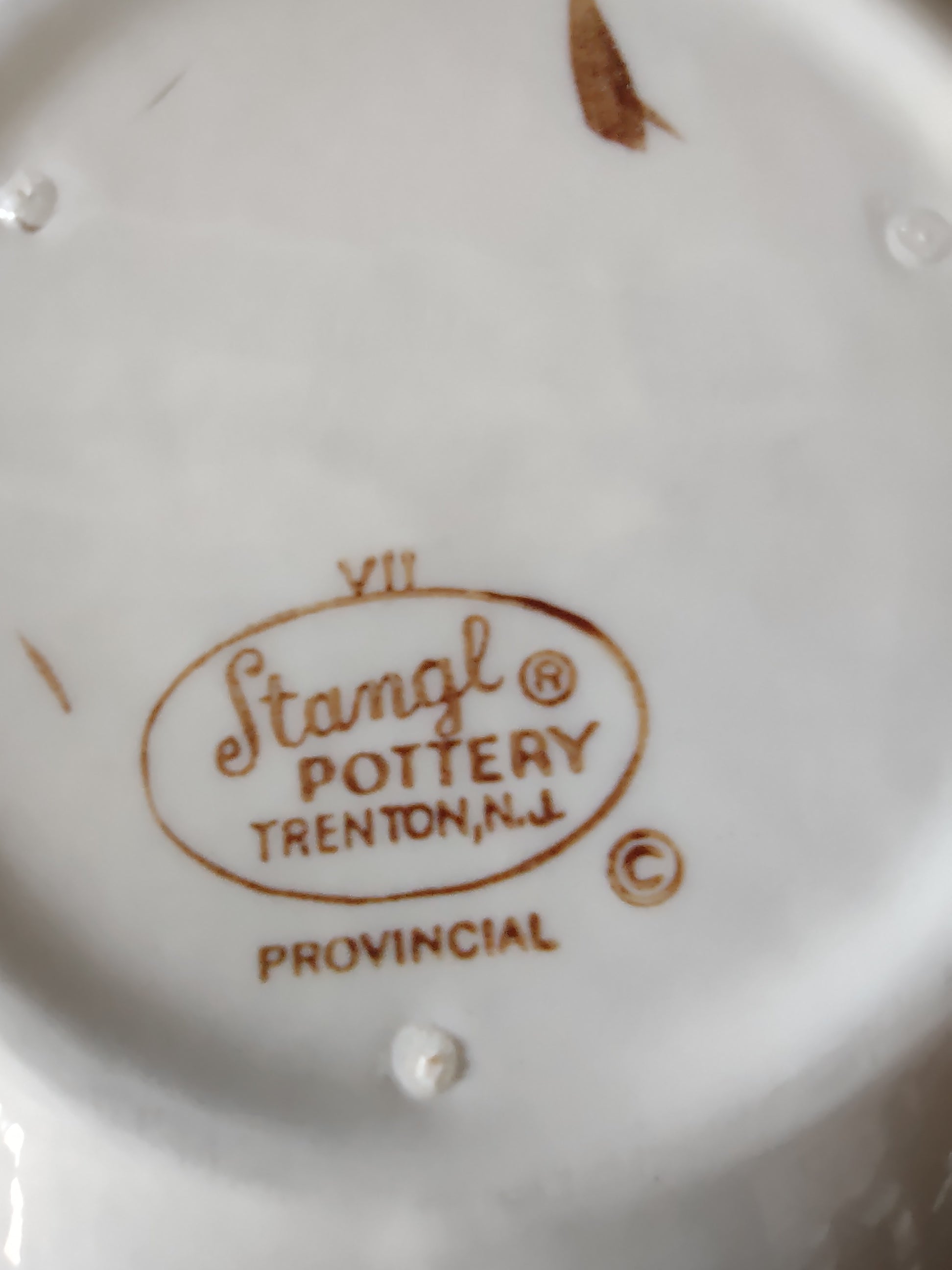 Vintage Stangl Pottery Provincial Gravy Boat Yellow & Red Leaf 1957 [6597]