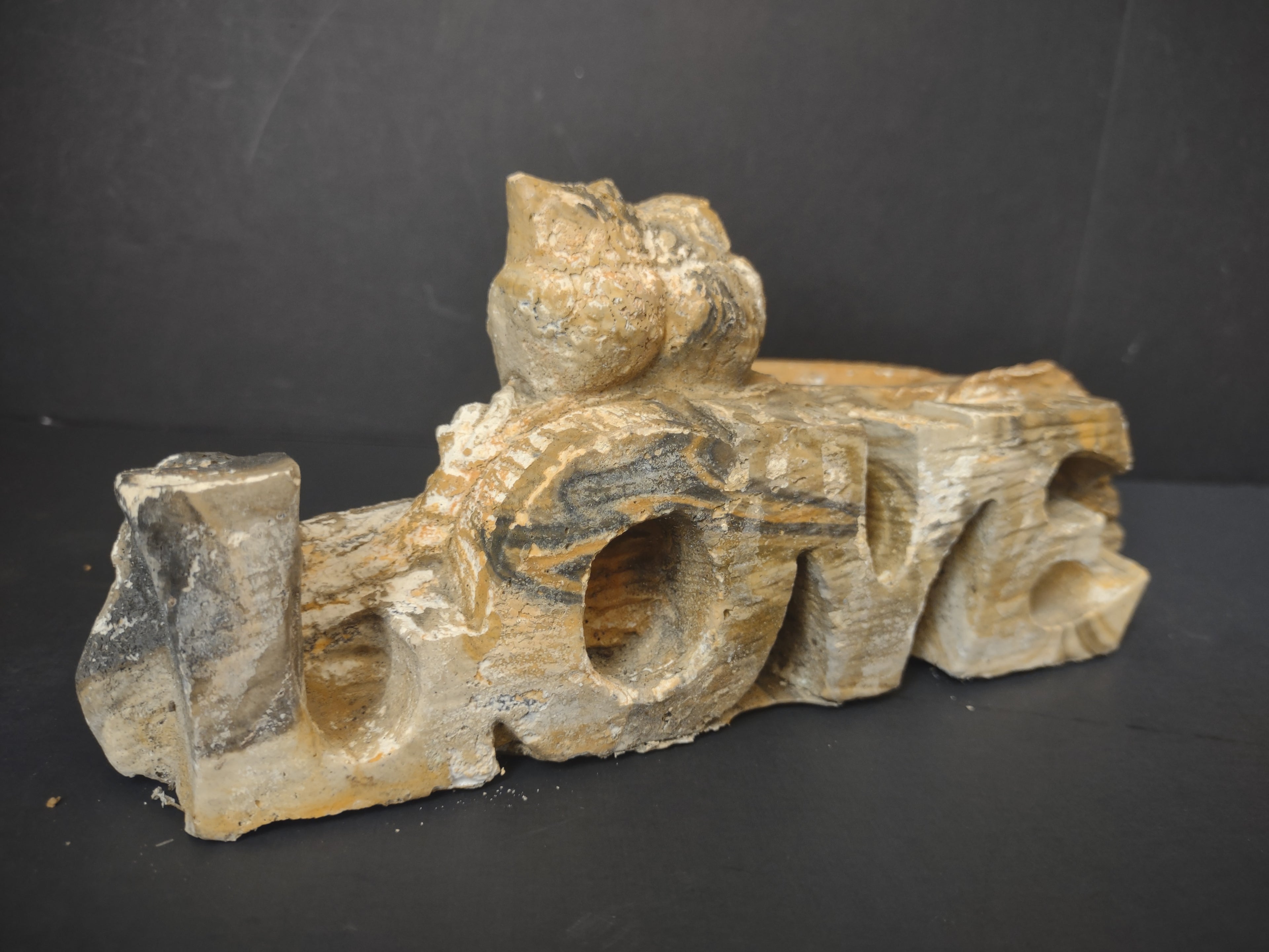 Vintage Soapstone Carved Owls Love Candle Holder Brown & Gray Figurine [6629]