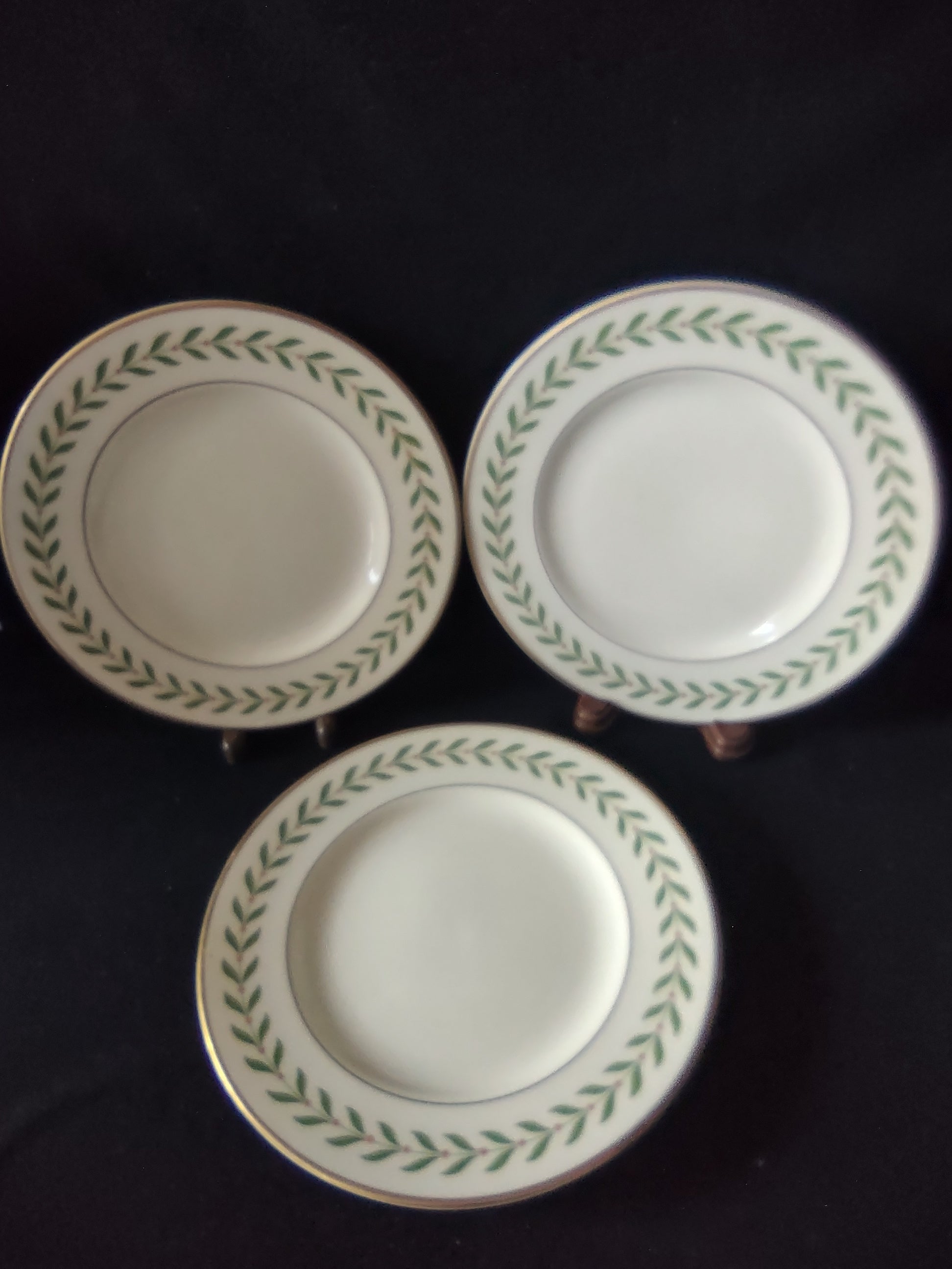 Vintage Syracuse China Greenwood Old Ivory Bread Butter Plates Set of 3 [6602]