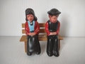 Vintage Amish Couple S&P Shakers on Wood Bench Rutt's Gift Shop Intercourse PA [6628]