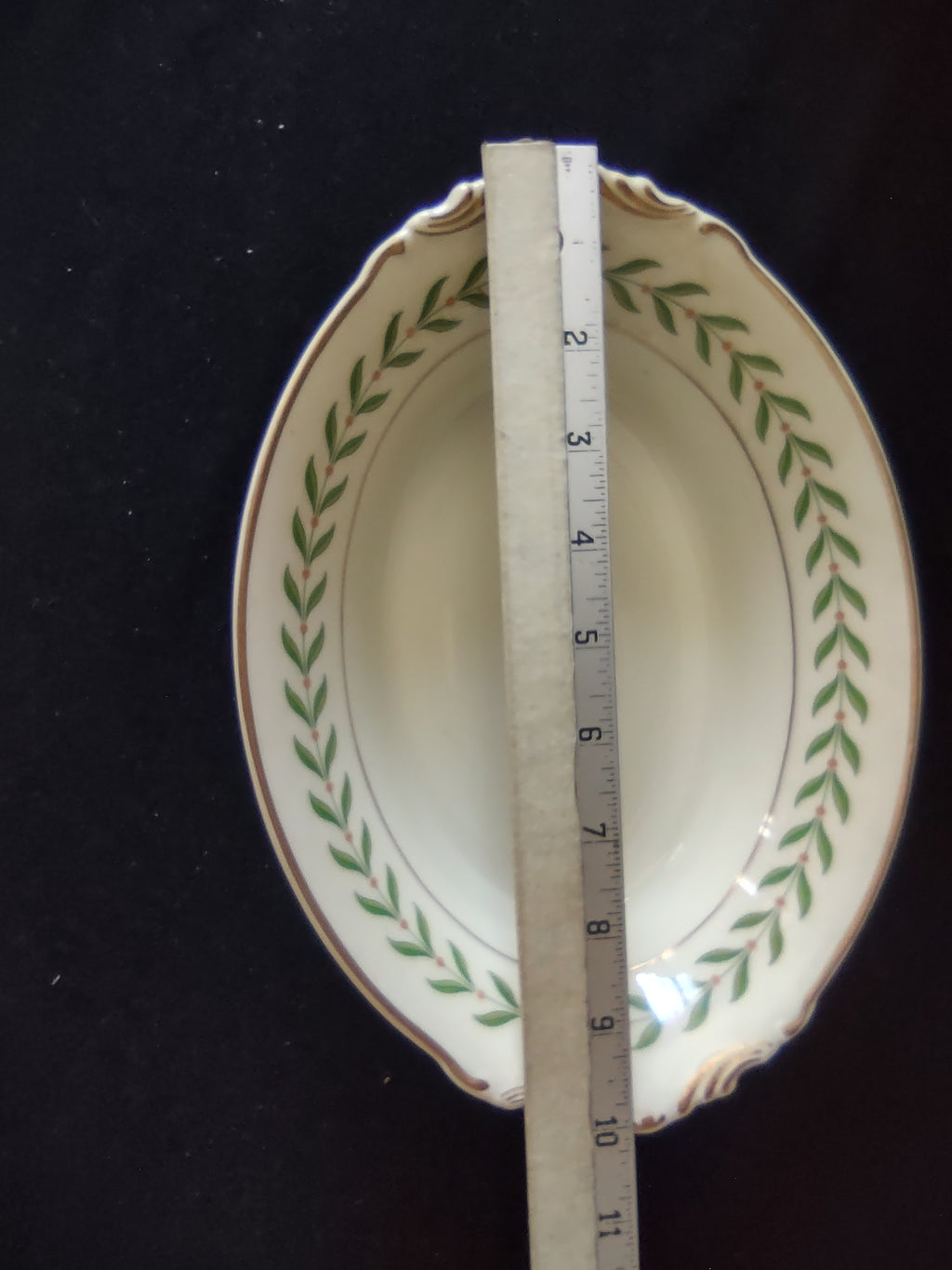 Vintage Syracuse China Old Ivory Oval Vegetable Dish Green Laurel [6603]