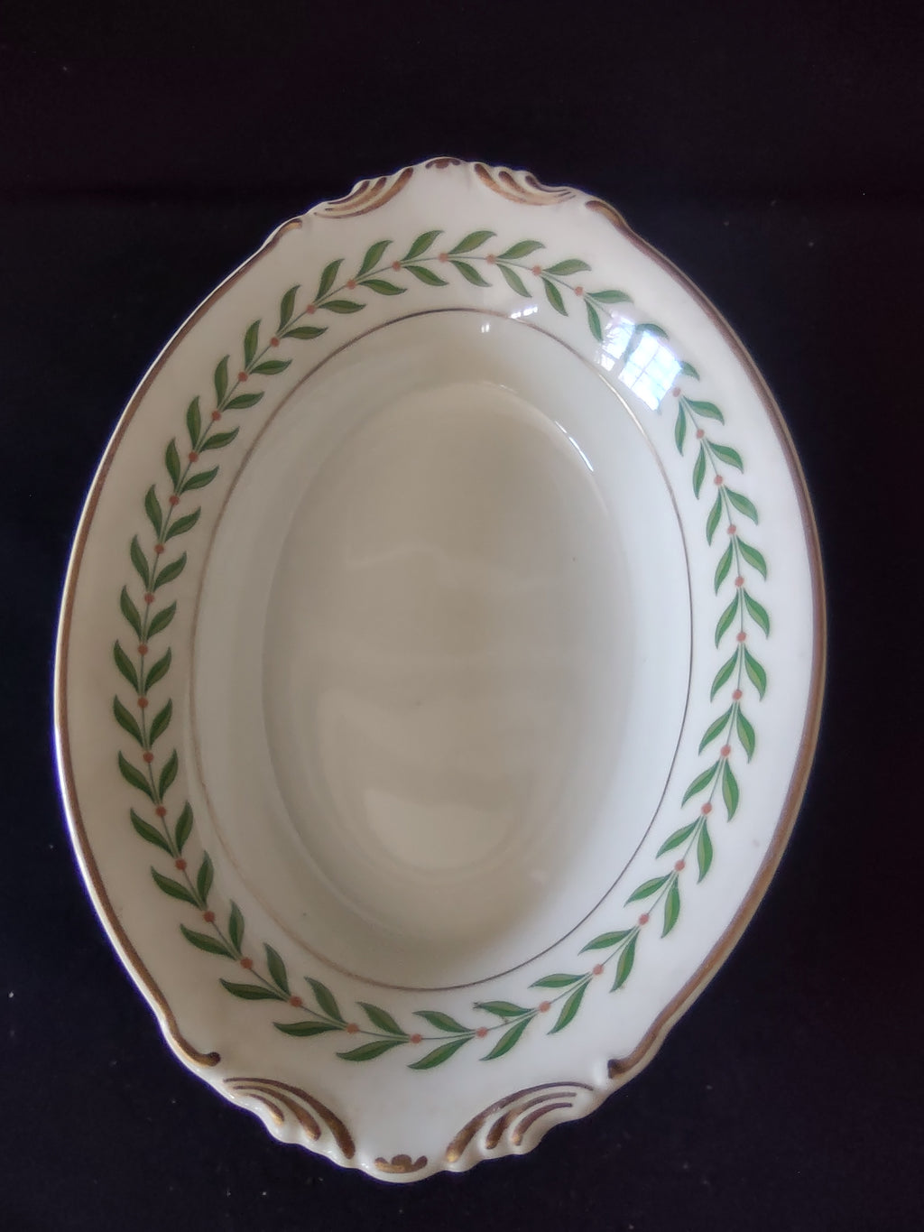 Vintage Syracuse China Old Ivory Oval Vegetable Dish Green Laurel [6603]