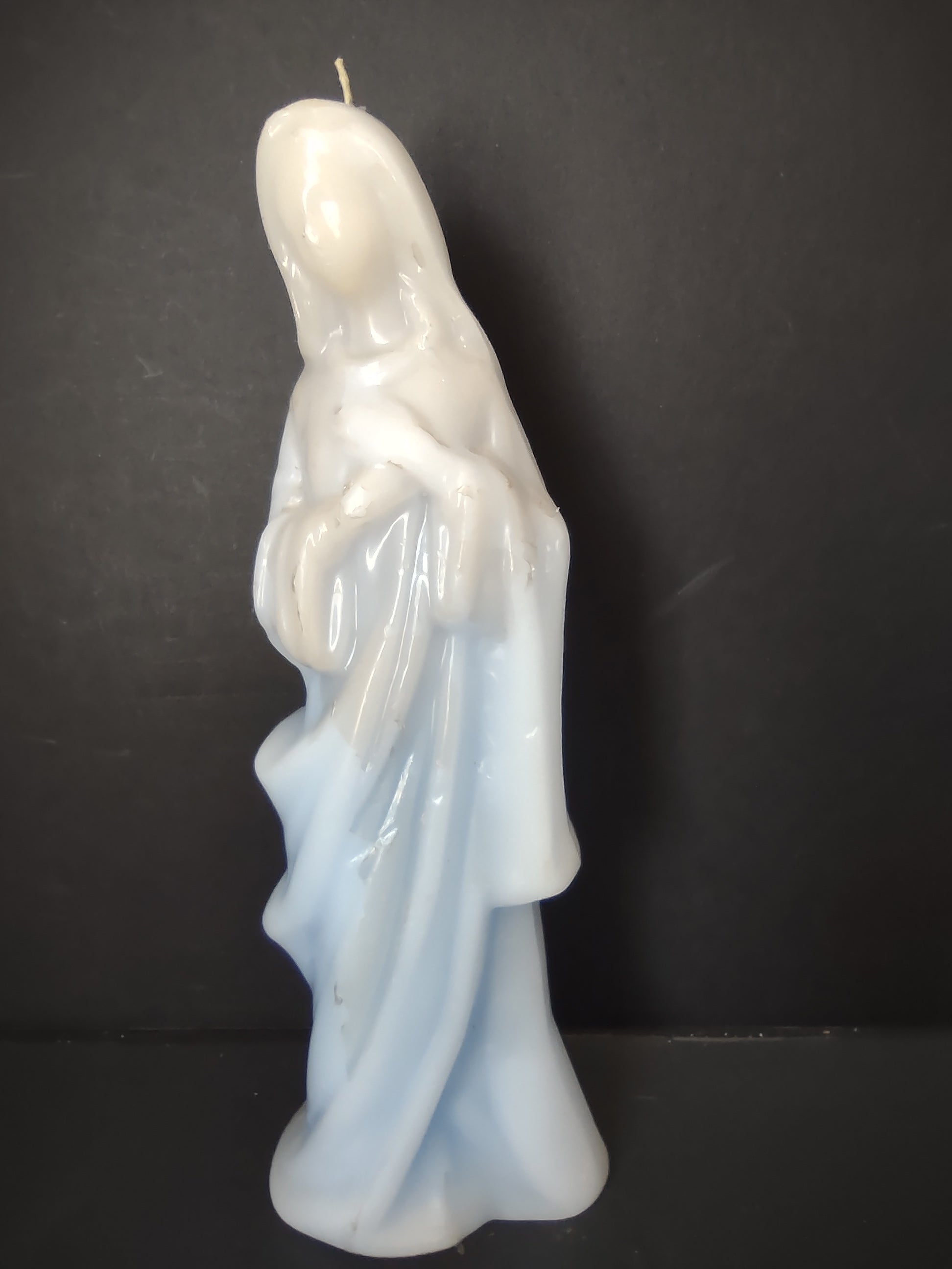 Vintage Candles by Foster Madonna Virgin Mary Figural Candle White & Blue [6626]