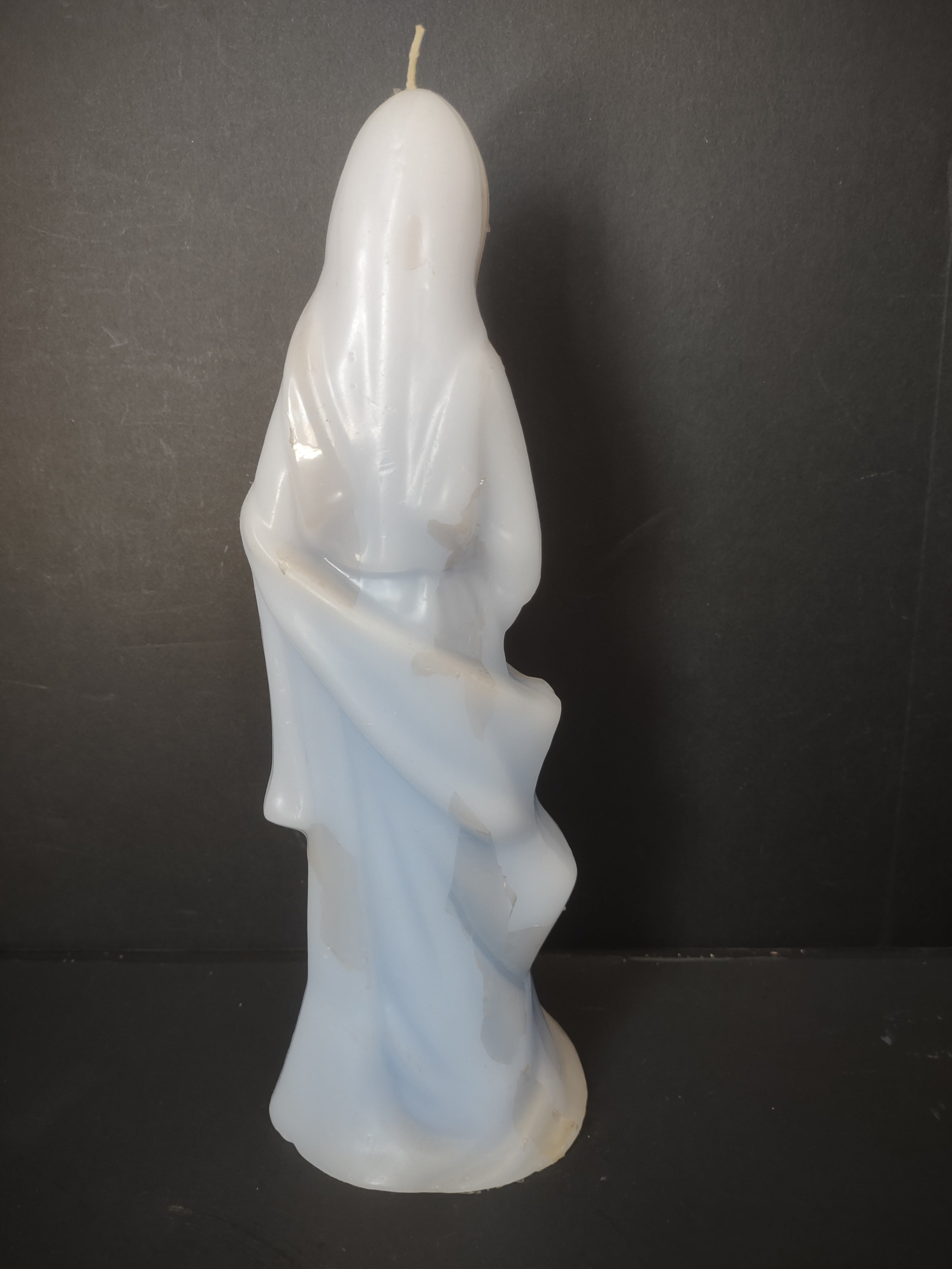 Vintage Candles by Foster Madonna Virgin Mary Figural Candle White & Blue [6626]