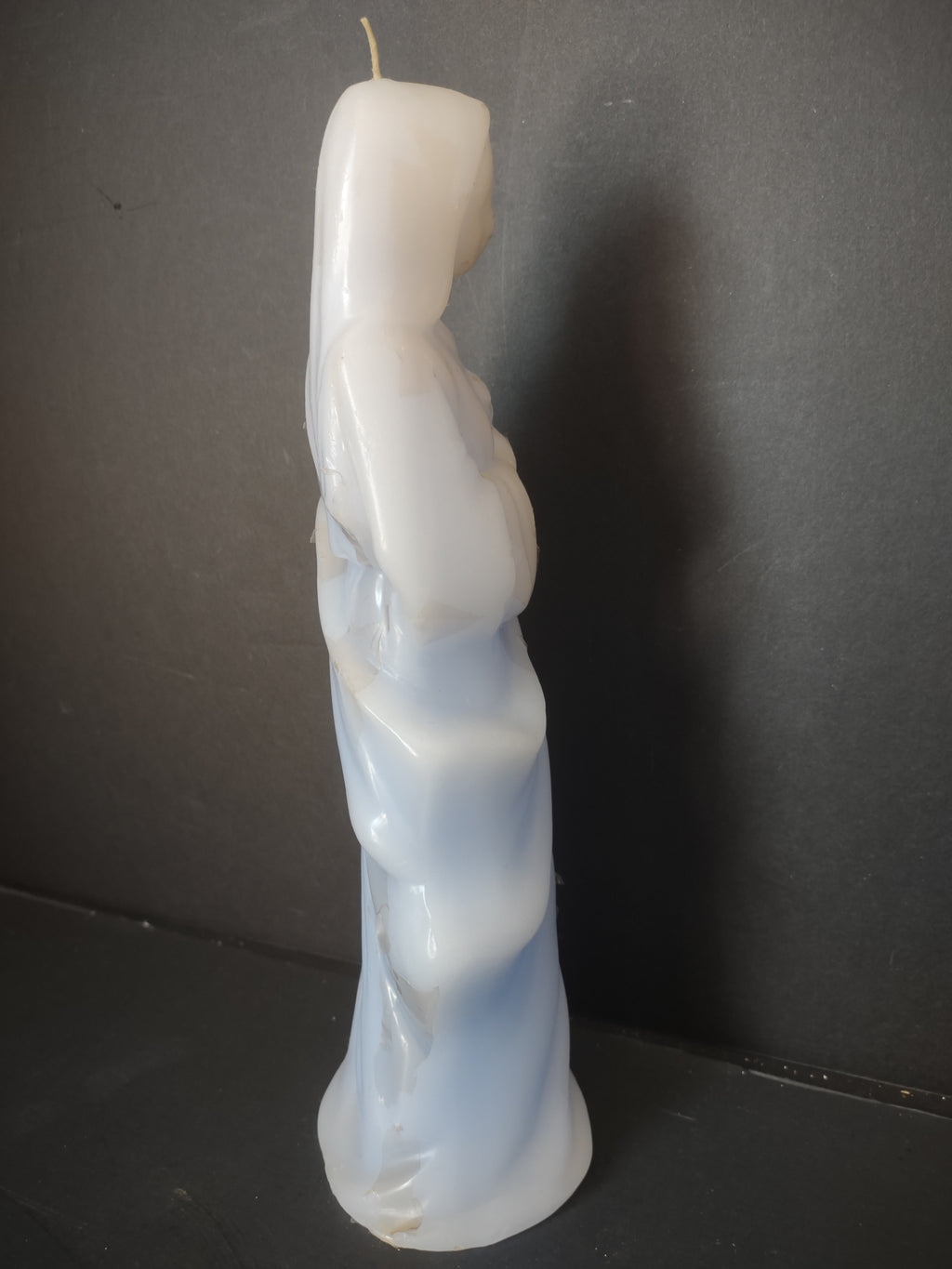 Vintage Candles by Foster Madonna Virgin Mary Figural Candle White & Blue [6626]