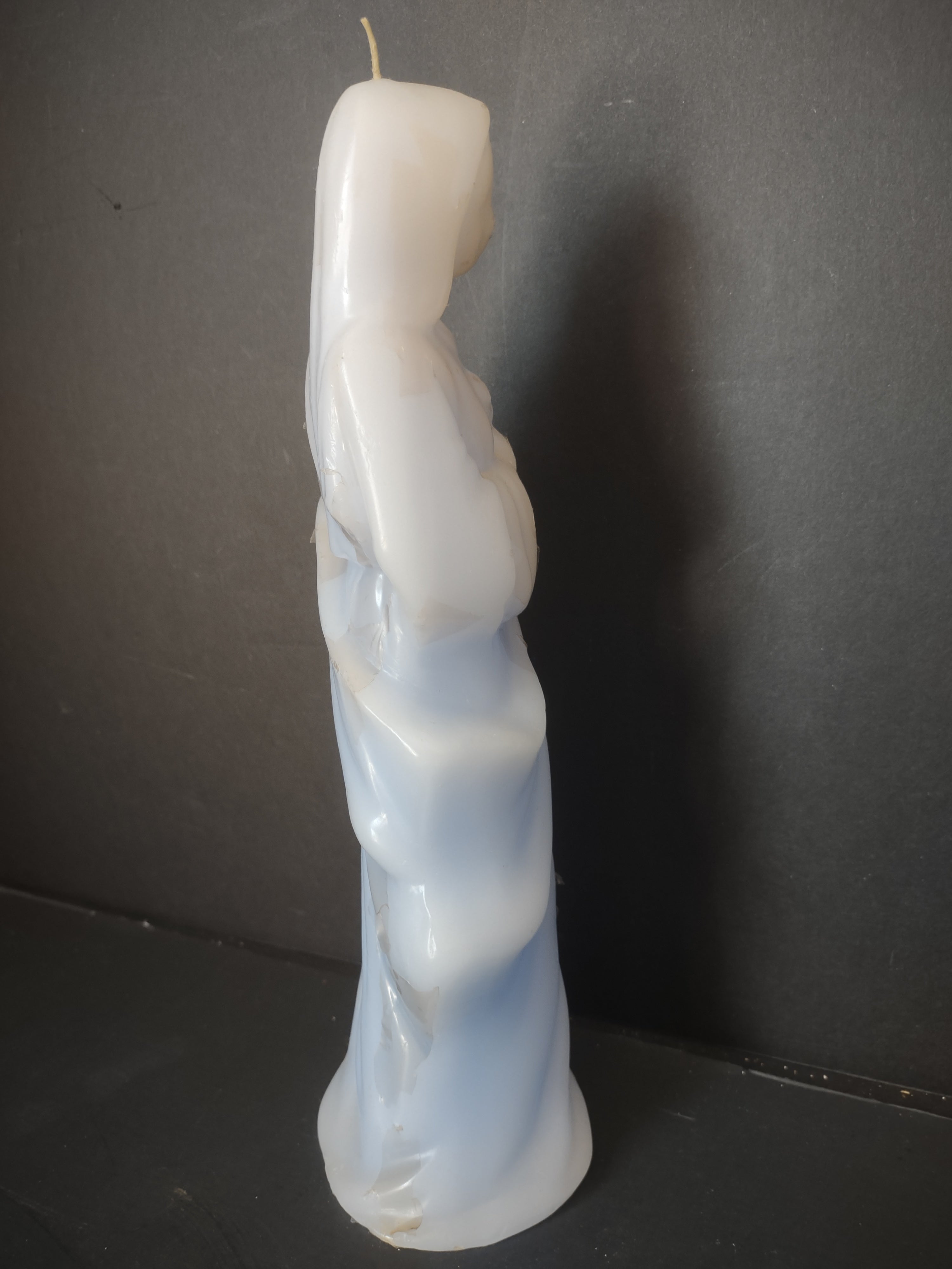 Vintage Candles by Foster Madonna Virgin Mary Figural Candle White & Blue [6626]