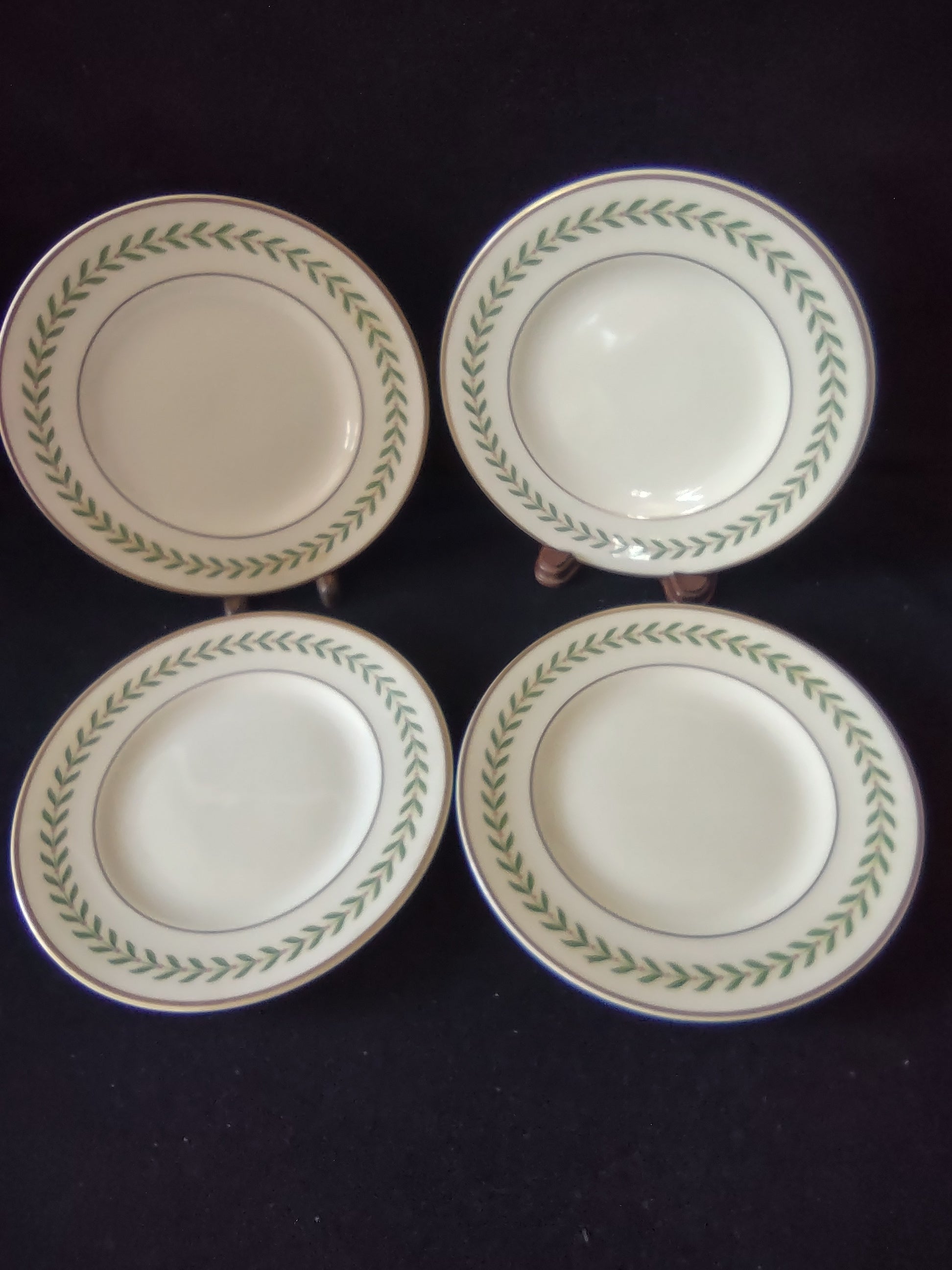 Vintage Syracuse China Greenwood Old Ivory Bread Plates Set of 4 Gold Rim [6604]