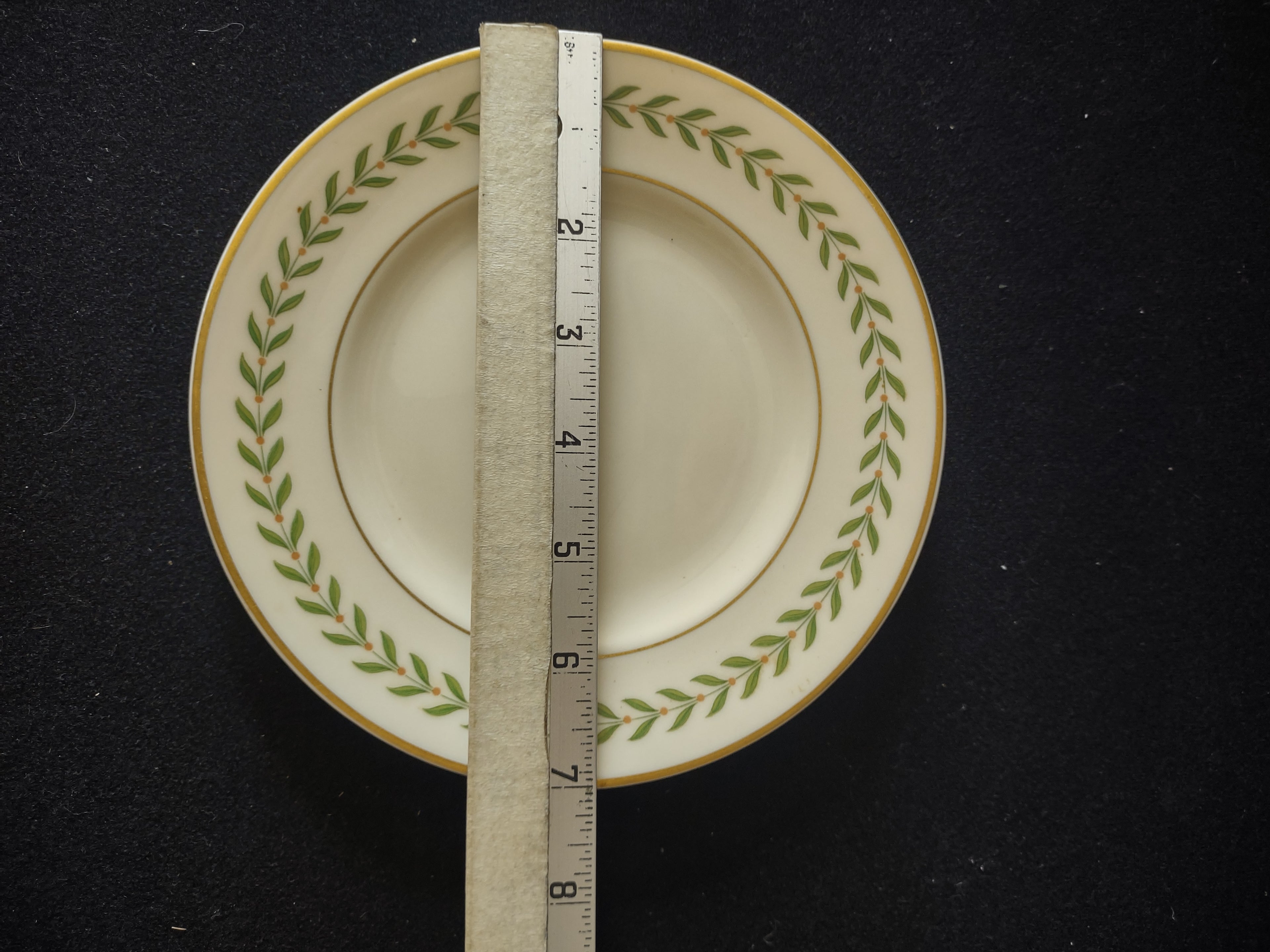 Vintage Syracuse China Greenwood Old Ivory Bread Plates Set of 4 Gold Rim [6604]