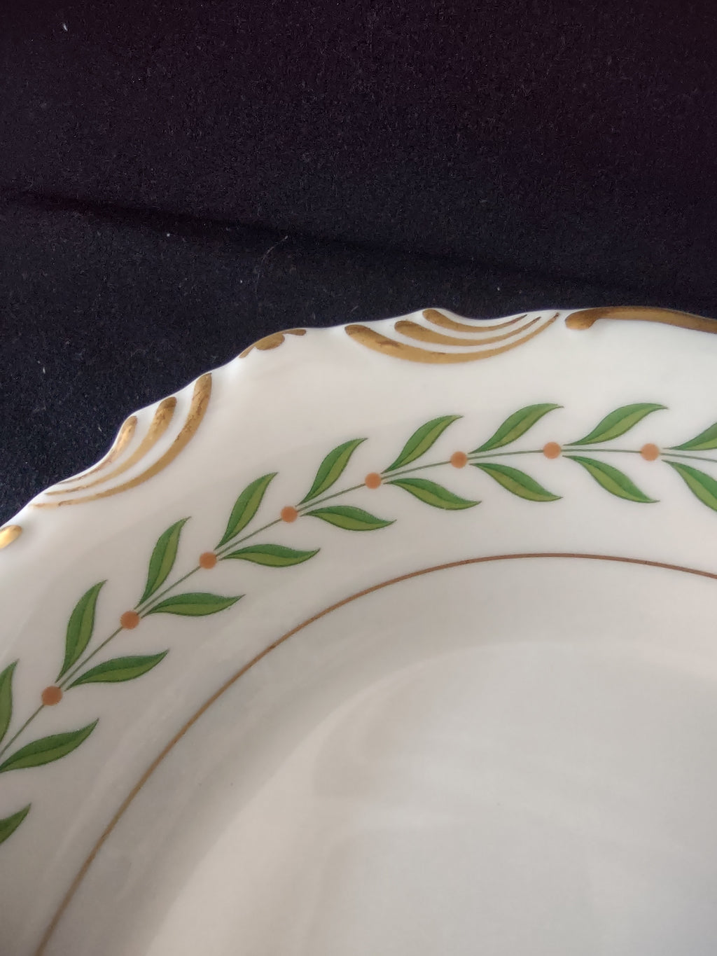 Vintage Syracuse China Old Ivory Green & Peach Laurel Oval Platter 12" [6607]
