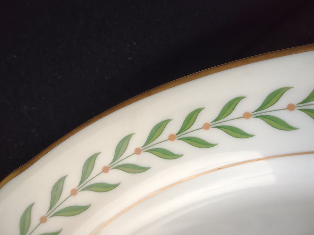 Vintage Syracuse China Old Ivory Green & Peach Laurel Oval Platter 12" [6607]