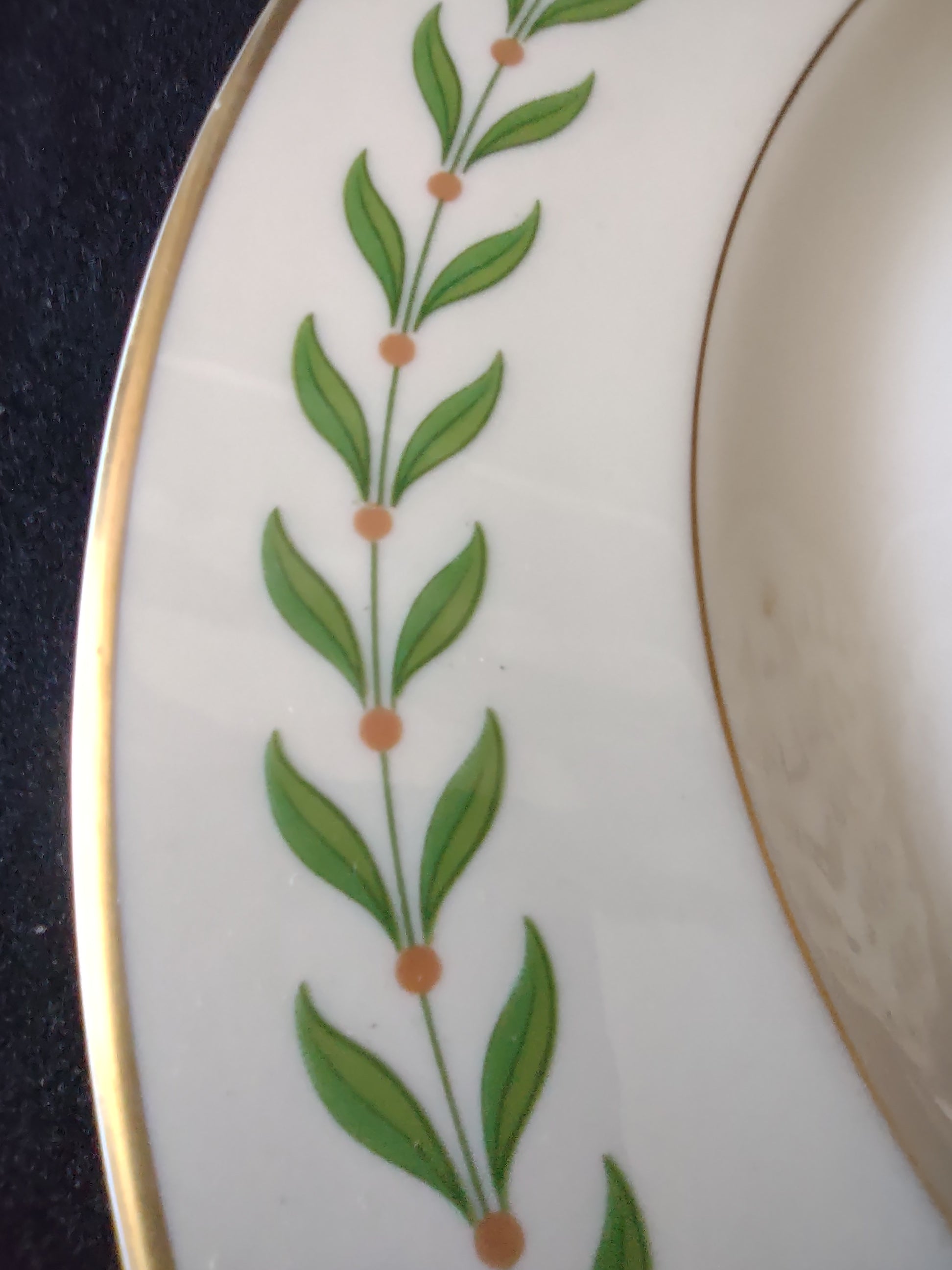 Vintage Syracuse China Old Ivory Greenwood 10.25" Plates Set of 2 Gold Trim [6612]