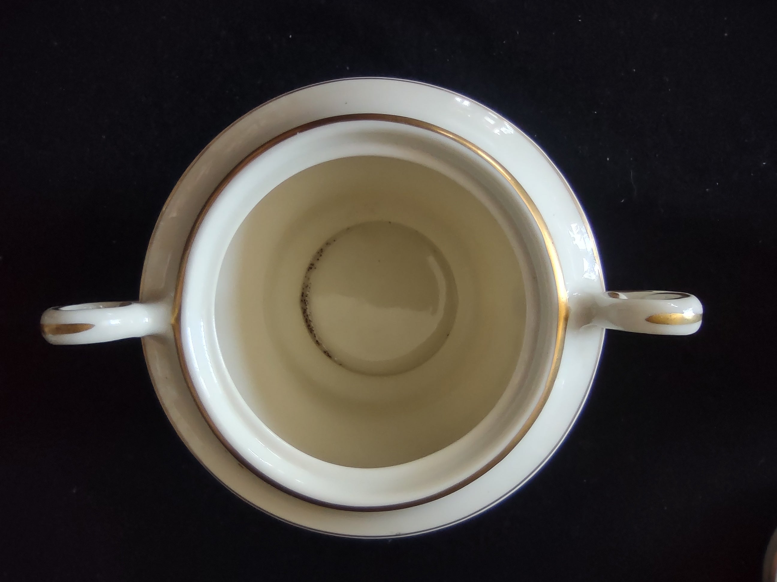 Vintage Syracuse China Old Ivory Greenwood Sugar Bowl & Creamer Gold Trim [6611]