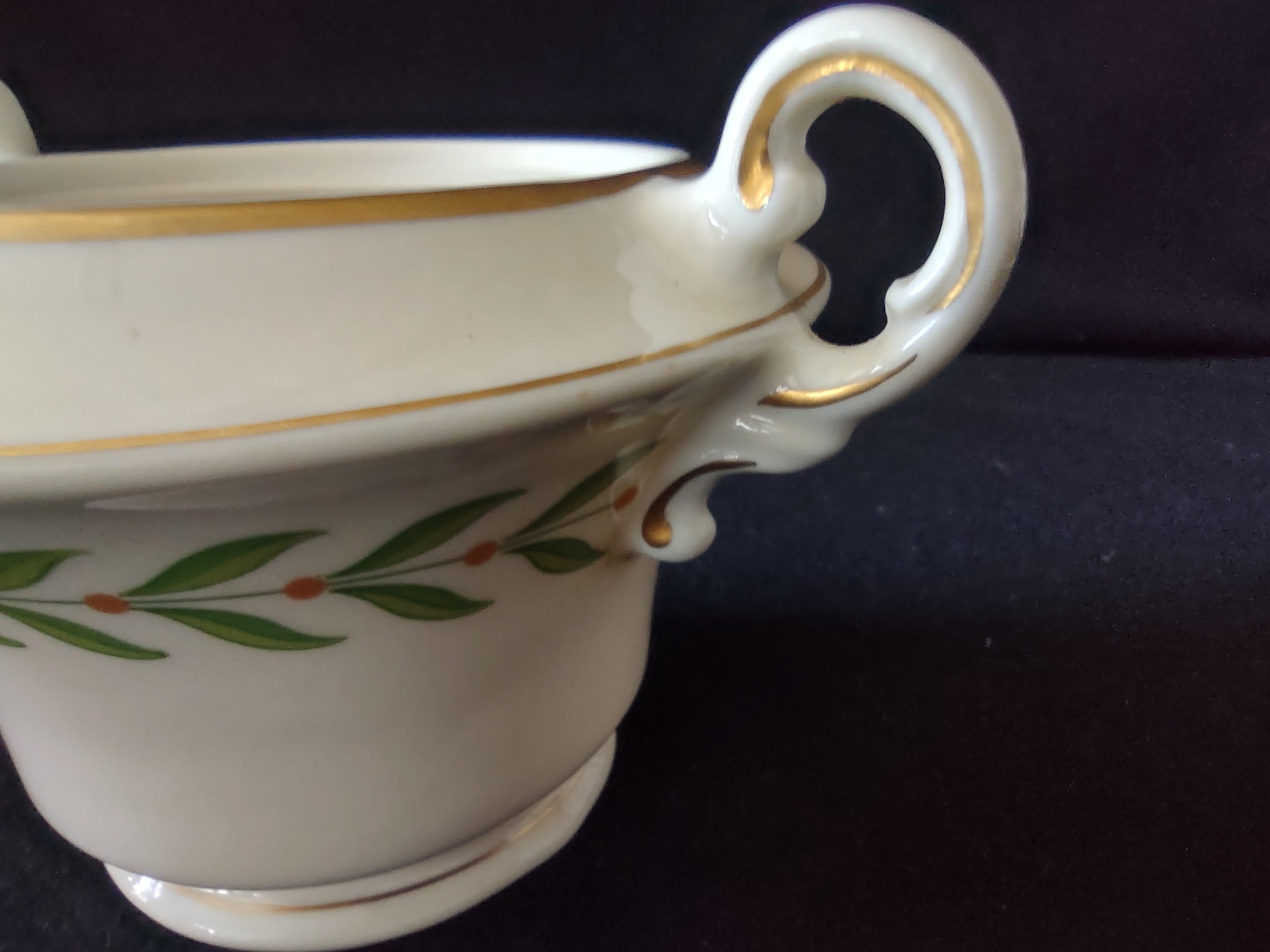 Vintage Syracuse China Old Ivory Greenwood Sugar Bowl & Creamer Gold Trim [6611]