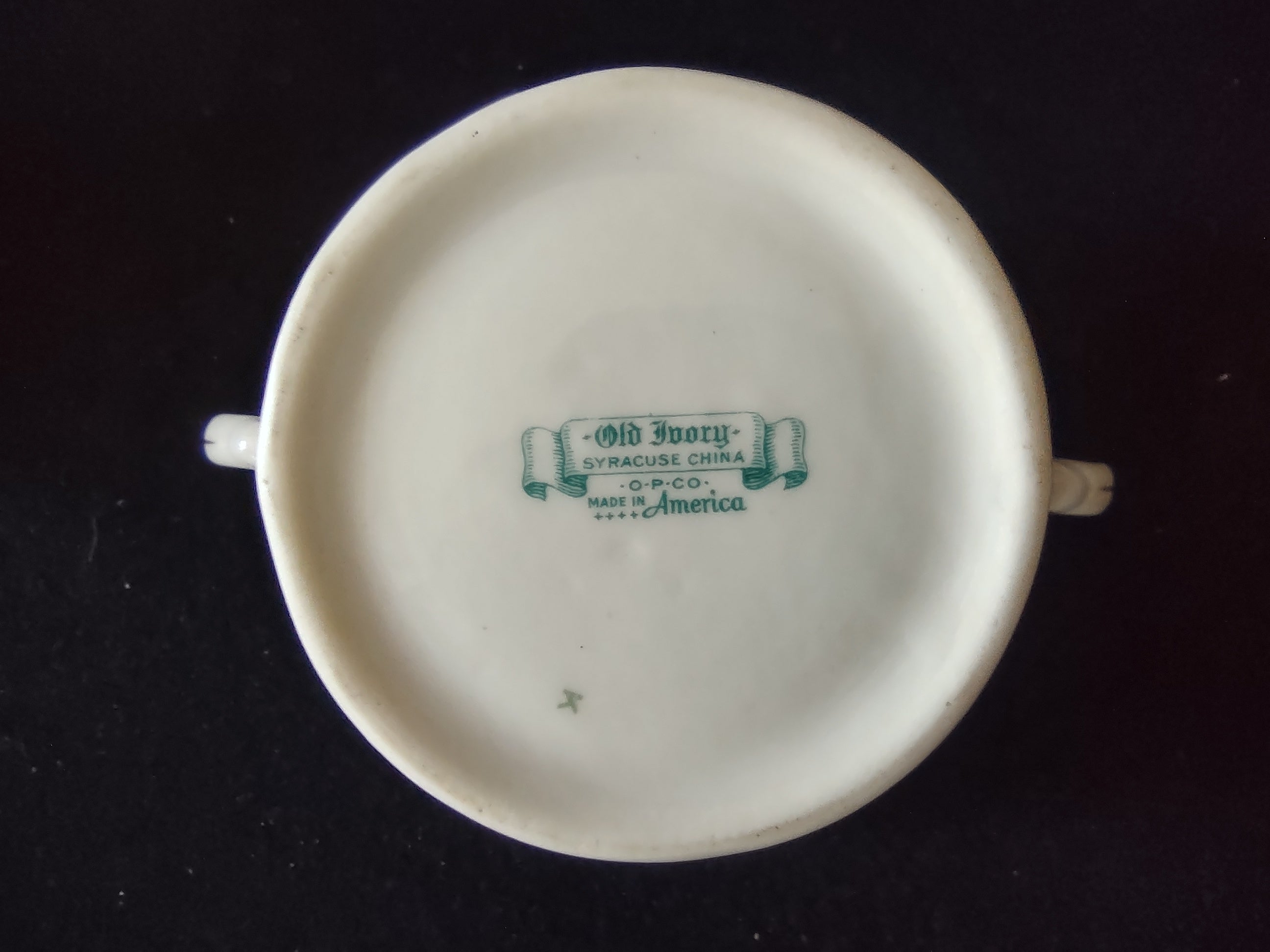 Vintage Syracuse China Old Ivory Greenwood Sugar Bowl & Creamer Gold Trim [6611]