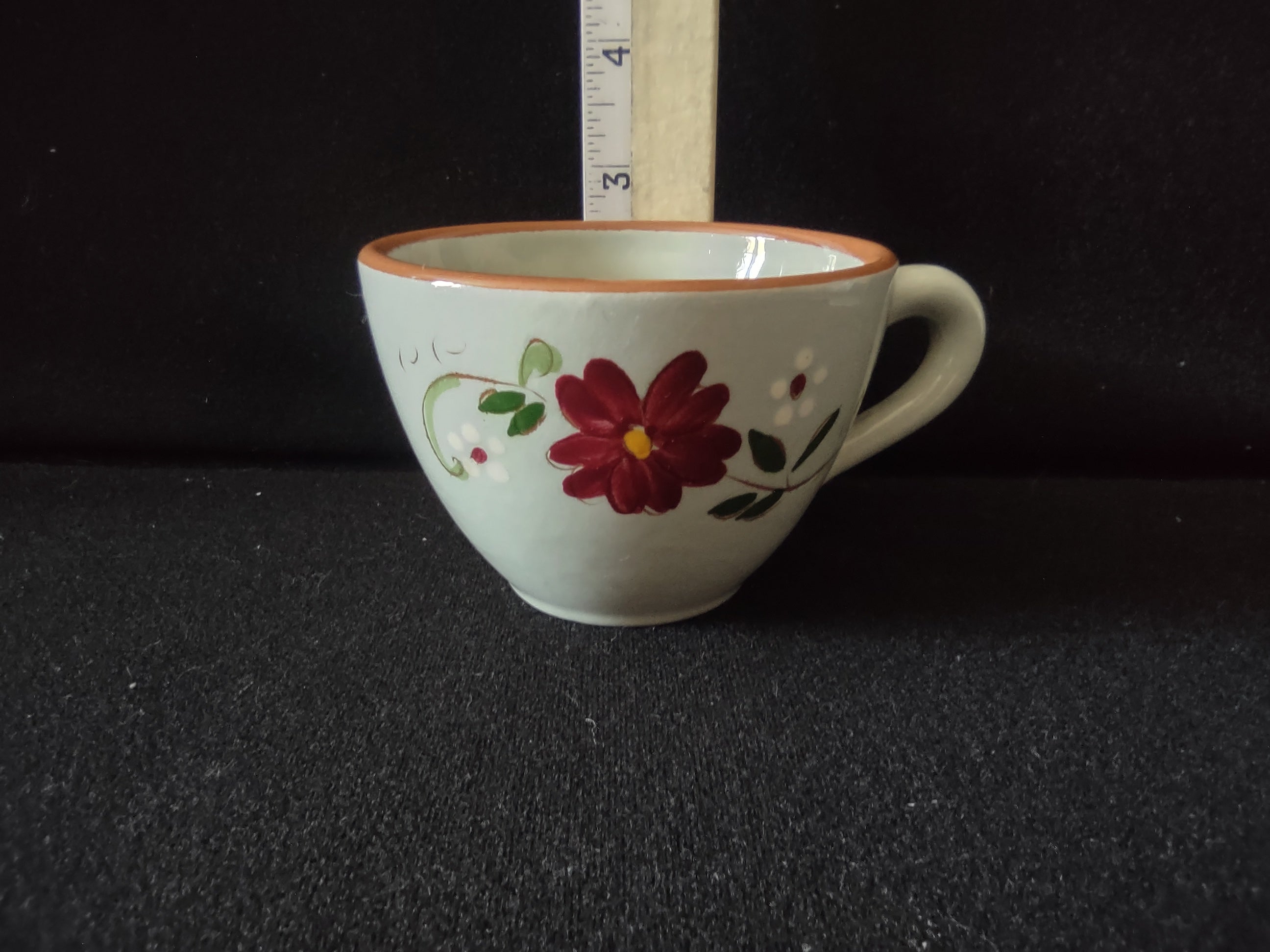 Vintage Stangl Pottery Garland Cup & Saucer Set Cream & Burgundy [6620]