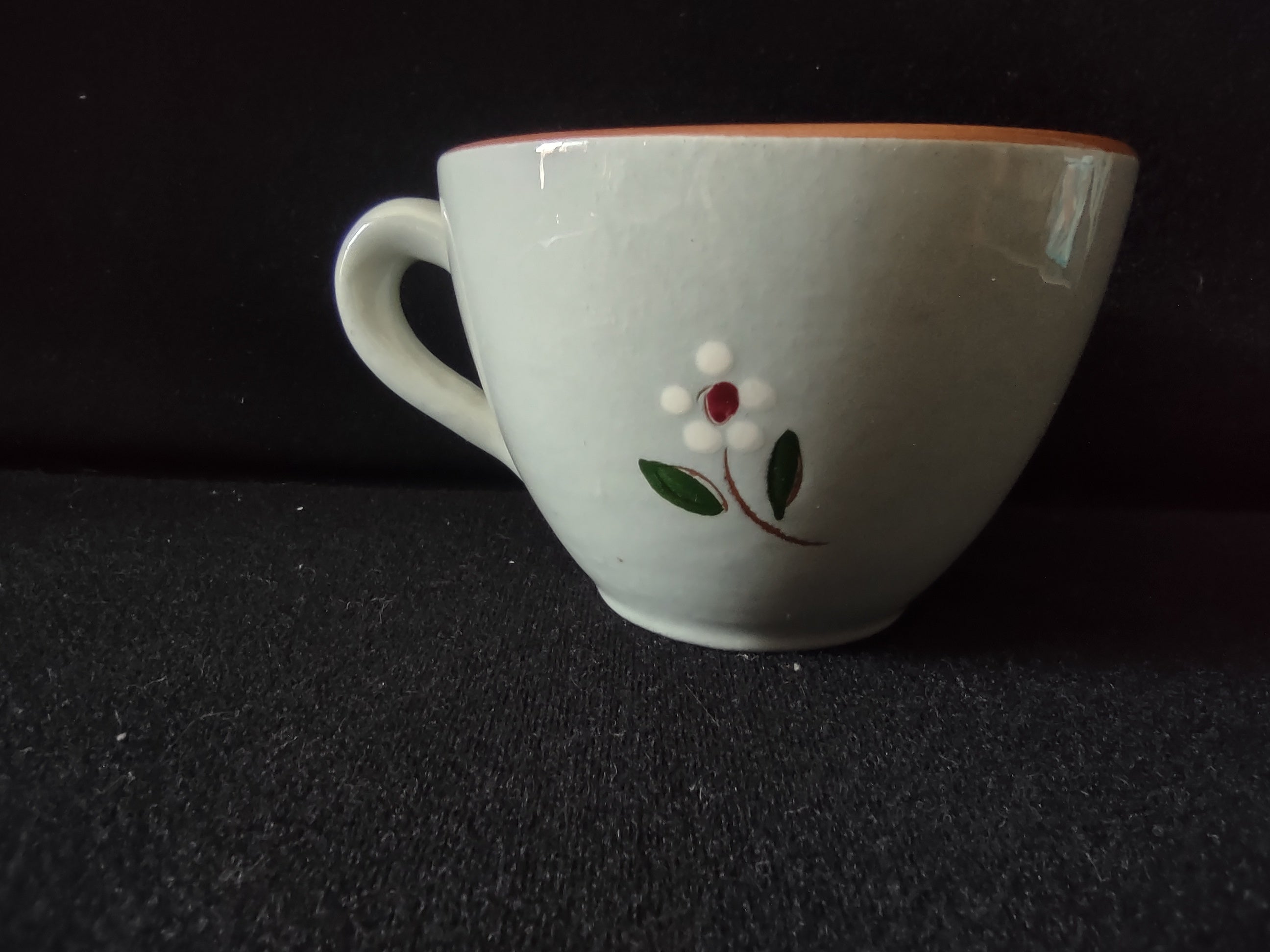 Vintage Stangl Pottery Garland Cup & Saucer Set Cream & Burgundy [6620]